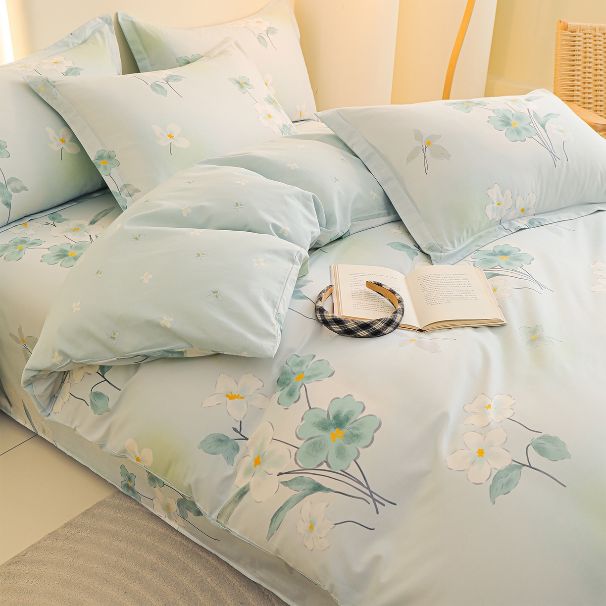 91家纺网 家纺一手货源 找家纺 金鑫汇家纺 2026新款全棉高端数码印花四件套 喜鹊