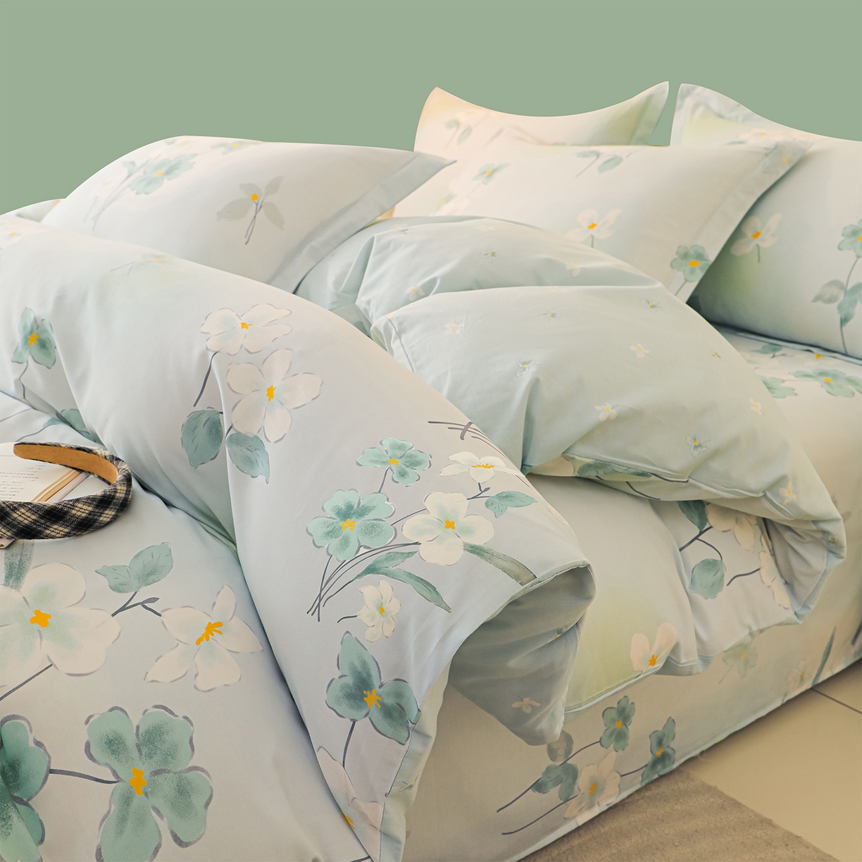 91家纺网 家纺一手货源 找家纺 金鑫汇家纺 2026新款全棉高端数码印花四件套 喜鹊