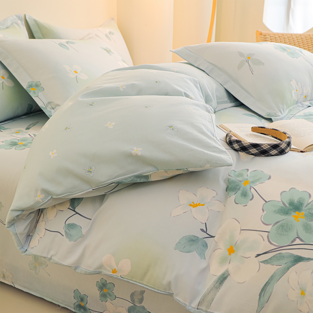 91家纺网 家纺一手货源 找家纺 金鑫汇家纺 2026新款全棉高端数码印花四件套 喜鹊