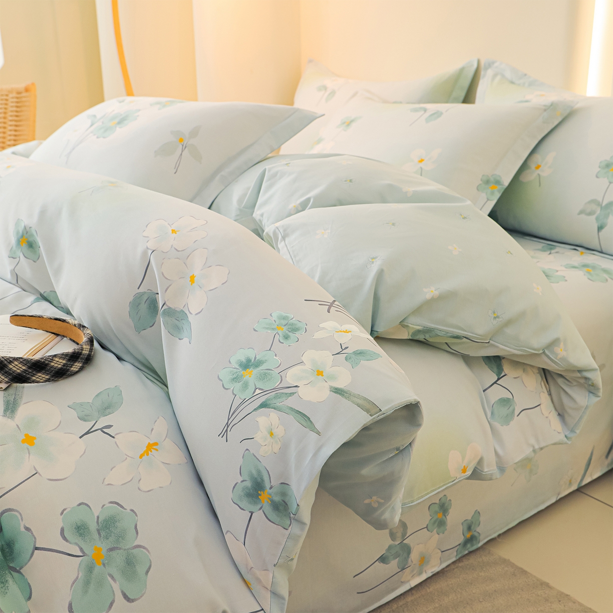 91家纺网 家纺一手货源 找家纺 金鑫汇家纺 2026新款全棉高端数码印花四件套 喜鹊