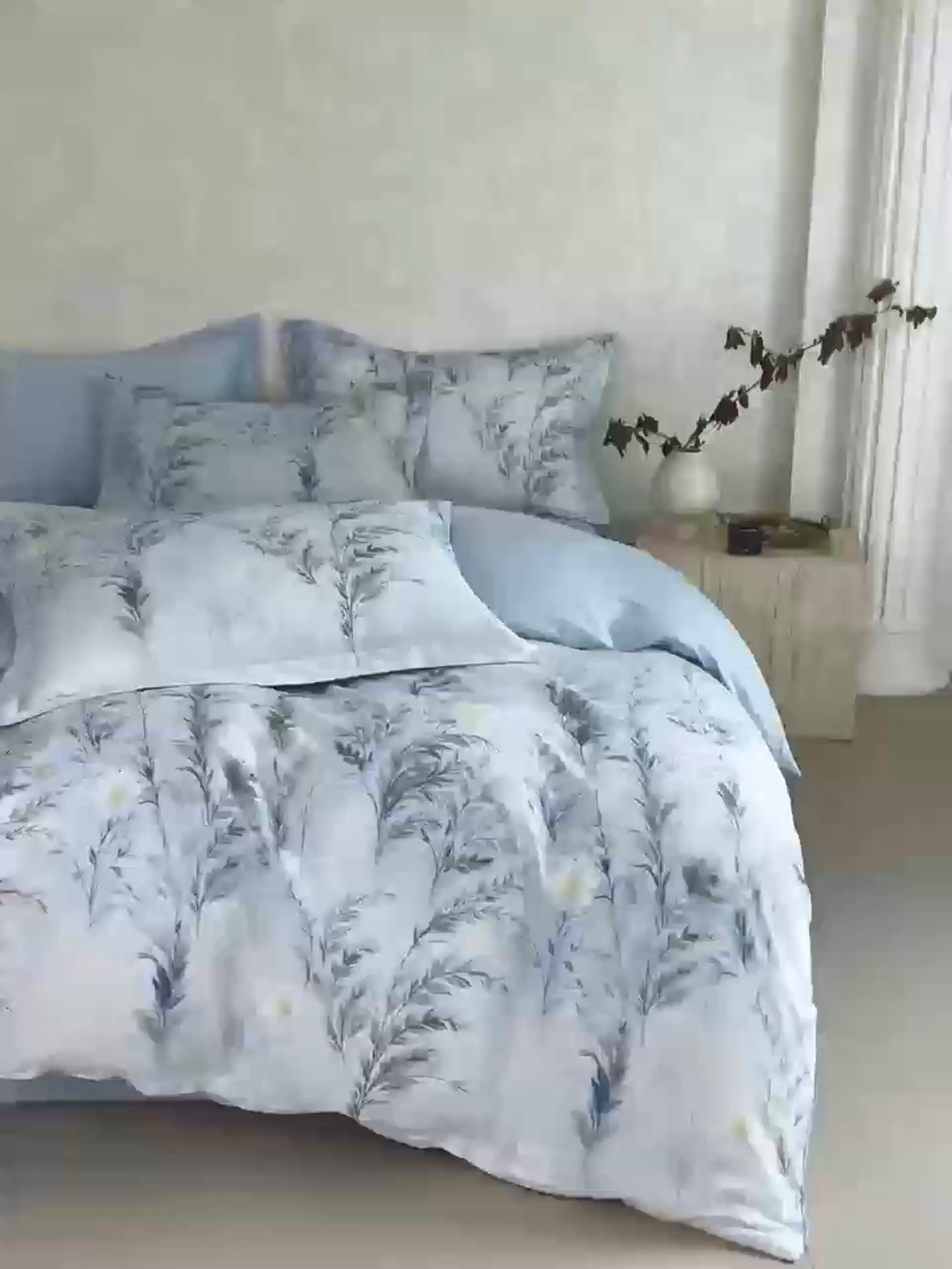 91家纺网 家纺一手货源 找家纺 金鑫汇家纺 2026新款全棉高端数码印花四件套 幽兰生香-蓝