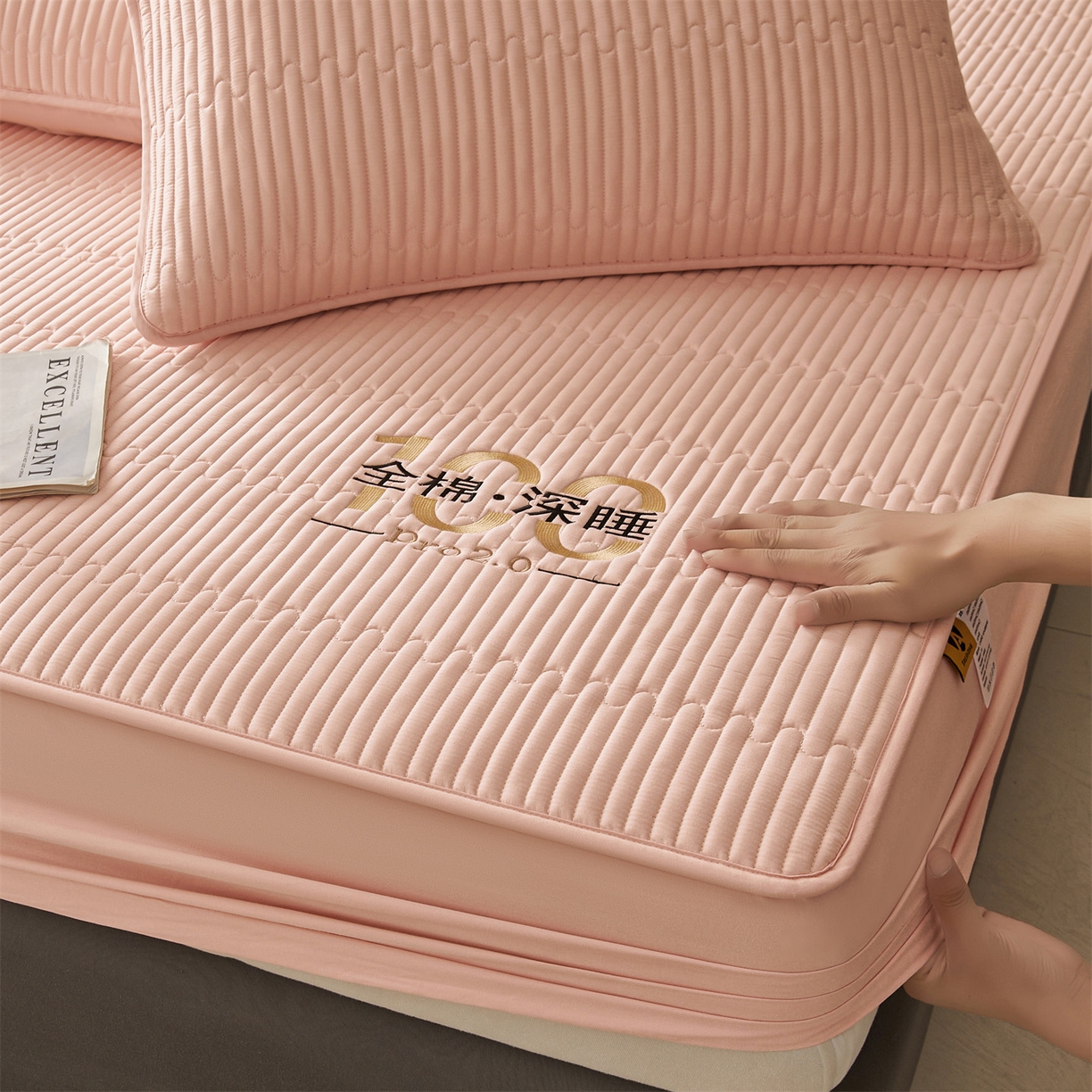 91家纺网 家纺一手货源 找家纺 居眠 2026新款卡米-100%全棉棉花床笠 卡米-粉