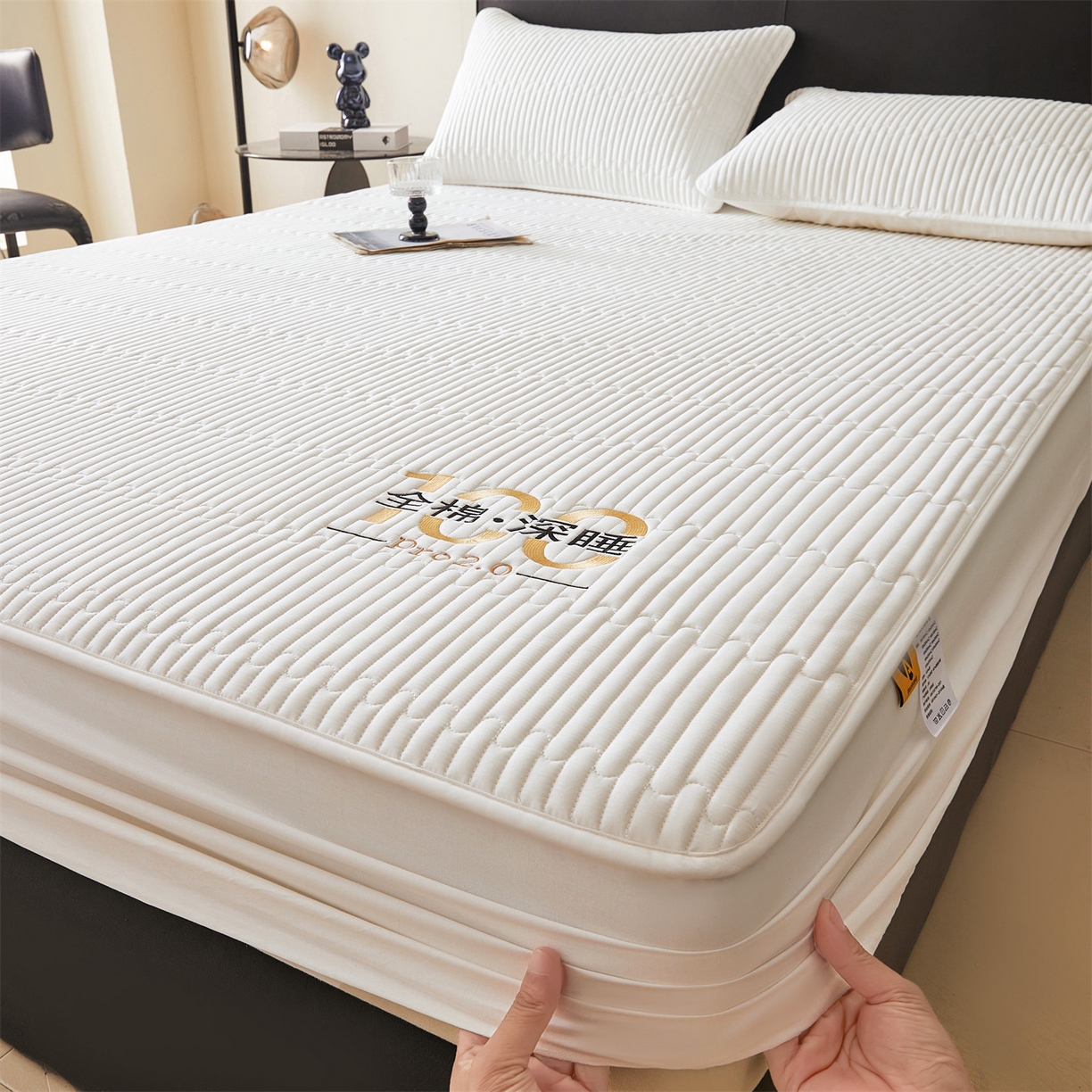 91家纺网 家纺一手货源 找家纺 居眠 2026新款卡米-100%全棉棉花床笠 卡米-白