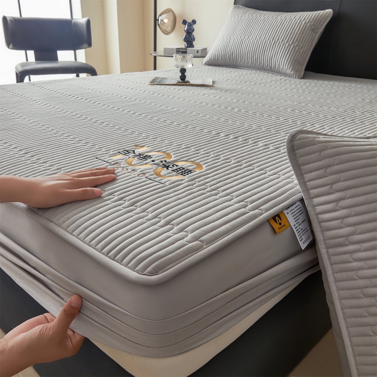 91家纺网 家纺一手货源 找家纺 居眠 2026新款卡米-100%全棉棉花床笠 卡米-灰