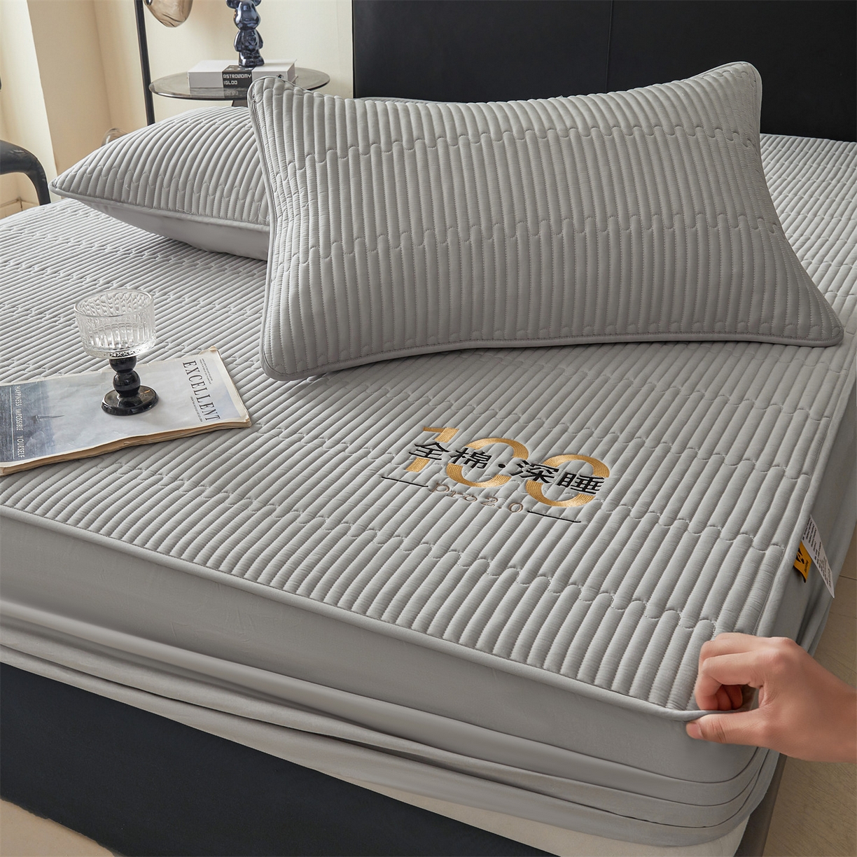 91家纺网 家纺一手货源 找家纺 居眠 2026新款卡米-100%全棉棉花床笠 卡米-灰