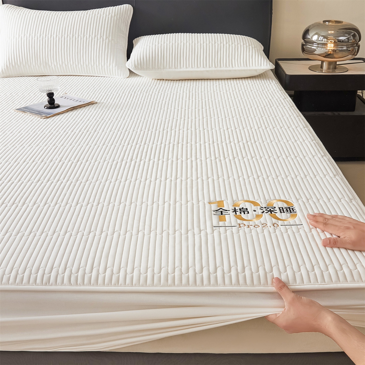 91家纺网 家纺一手货源 找家纺 居眠 2026新款卡米-100%全棉棉花床笠 卡米-白