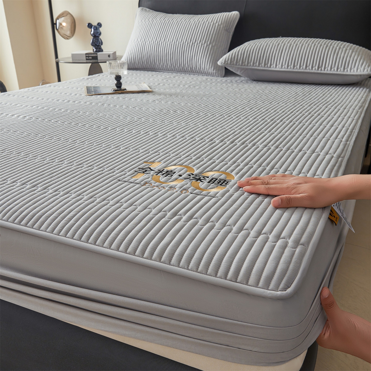 91家纺网 家纺一手货源 找家纺 居眠 2026新款卡米-100%全棉棉花床笠 卡米-灰