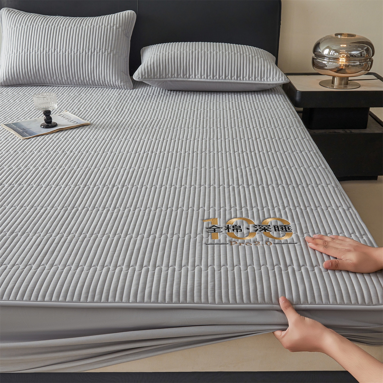 91家纺网 家纺一手货源 找家纺 居眠 2026新款卡米-100%全棉棉花床笠 卡米-灰