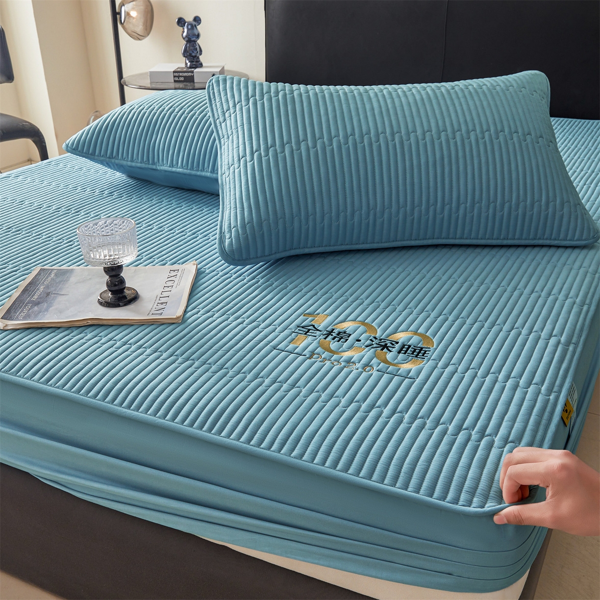 91家纺网 家纺一手货源 找家纺 居眠 2026新款卡米-100%全棉棉花床笠 卡米-蓝