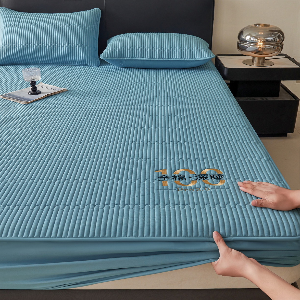 91家纺网 家纺一手货源 找家纺 居眠 2026新款卡米-100%全棉棉花床笠 卡米-蓝