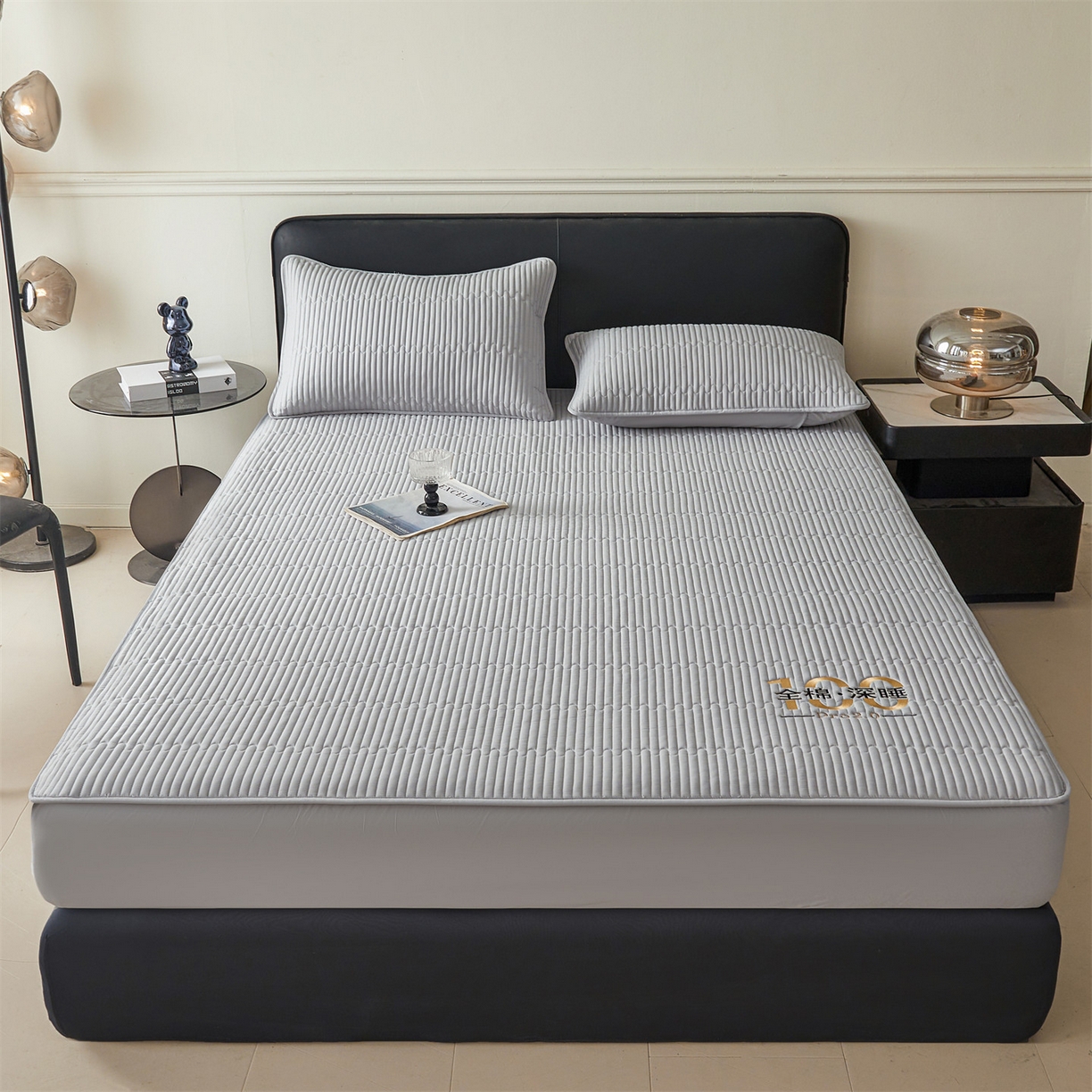 91家纺网 家纺一手货源 找家纺 居眠 2026新款卡米-100%全棉棉花床笠 卡米-灰