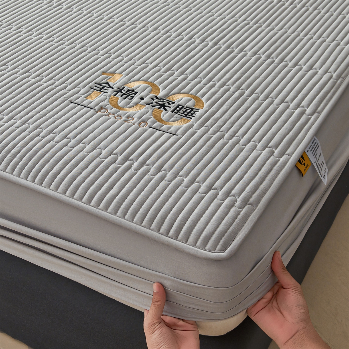 91家纺网 家纺一手货源 找家纺 居眠 2026新款卡米-100%全棉棉花床笠 卡米-灰