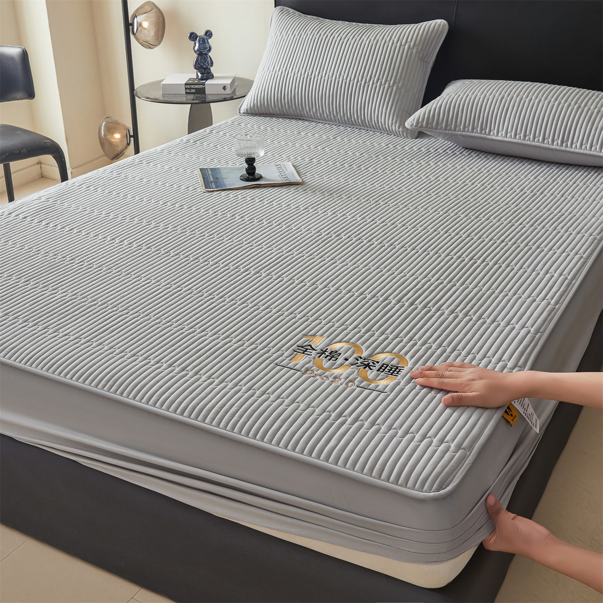 91家纺网 家纺一手货源 找家纺 居眠 2026新款卡米-100%全棉棉花床笠 卡米-灰