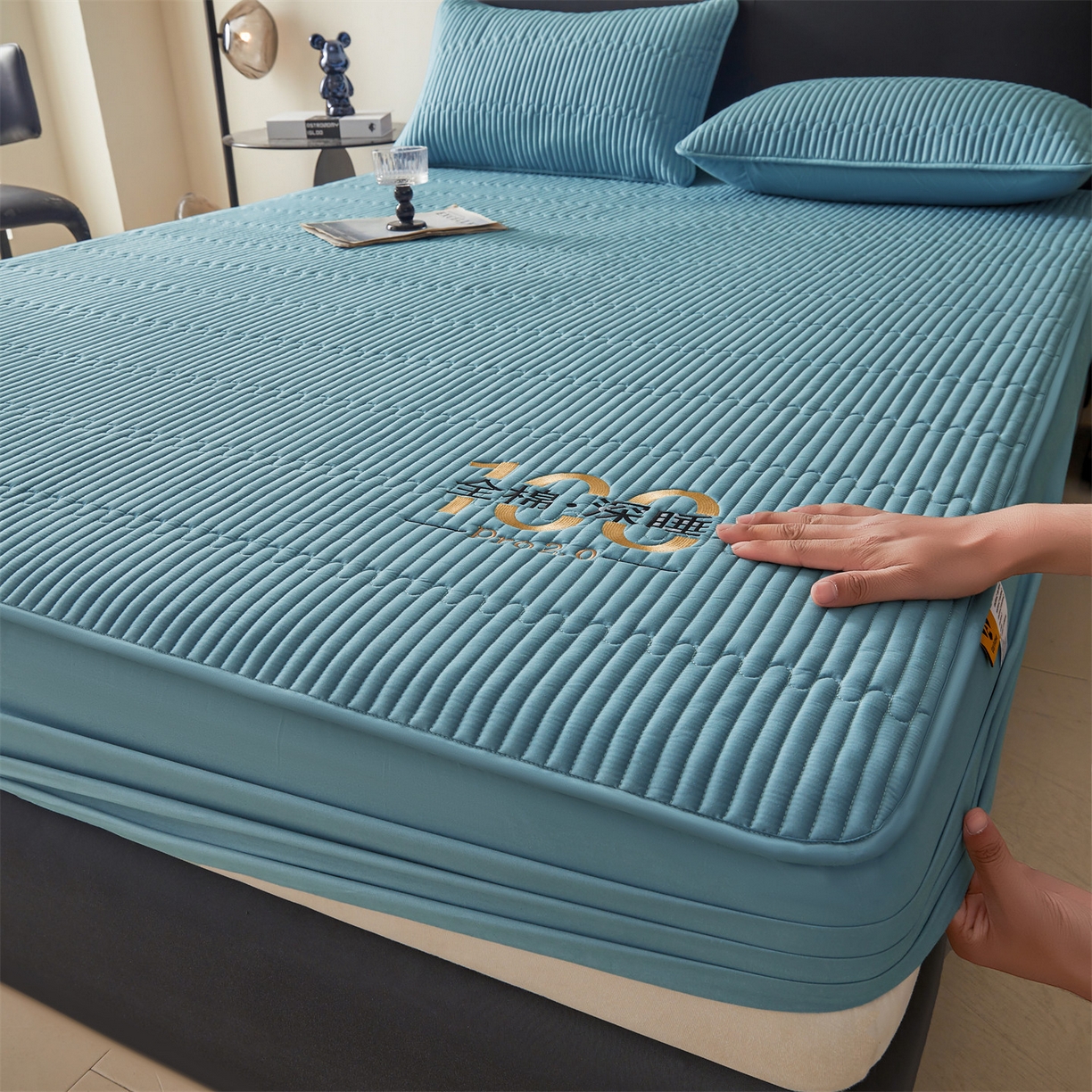 91家纺网 家纺一手货源 找家纺 居眠 2026新款卡米-100%全棉棉花床笠 卡米-蓝