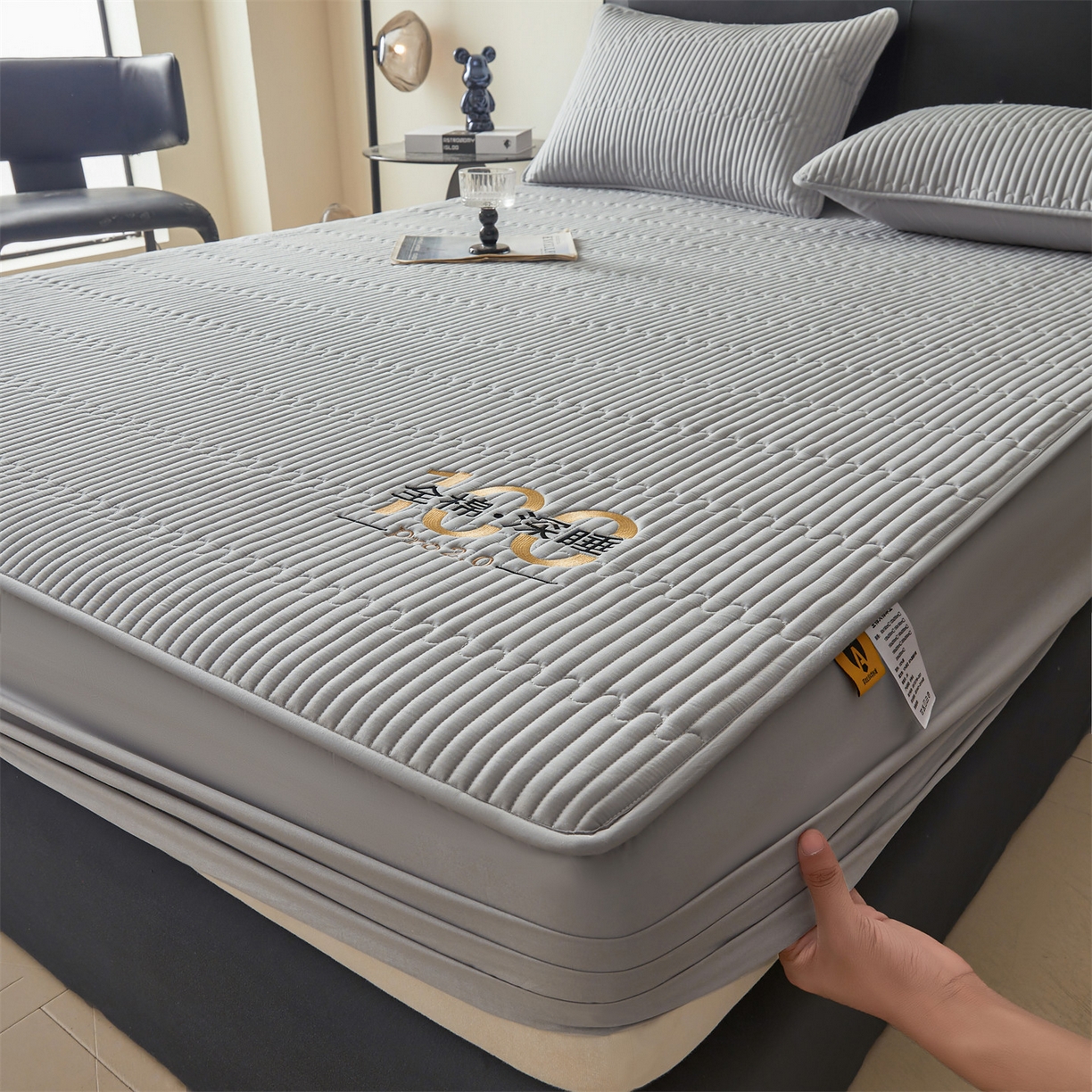 91家纺网 家纺一手货源 找家纺 居眠 2026新款卡米-100%全棉棉花床笠 卡米-灰