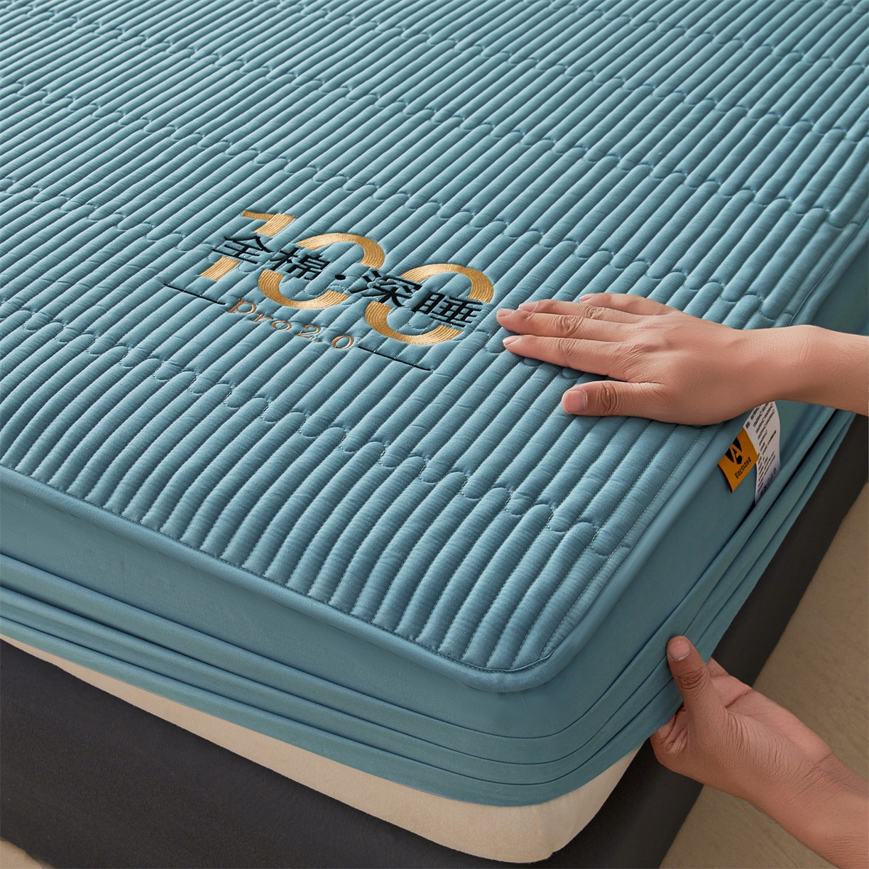 91家纺网 家纺一手货源 找家纺 居眠 2026新款卡米-100%全棉棉花床笠 卡米-蓝