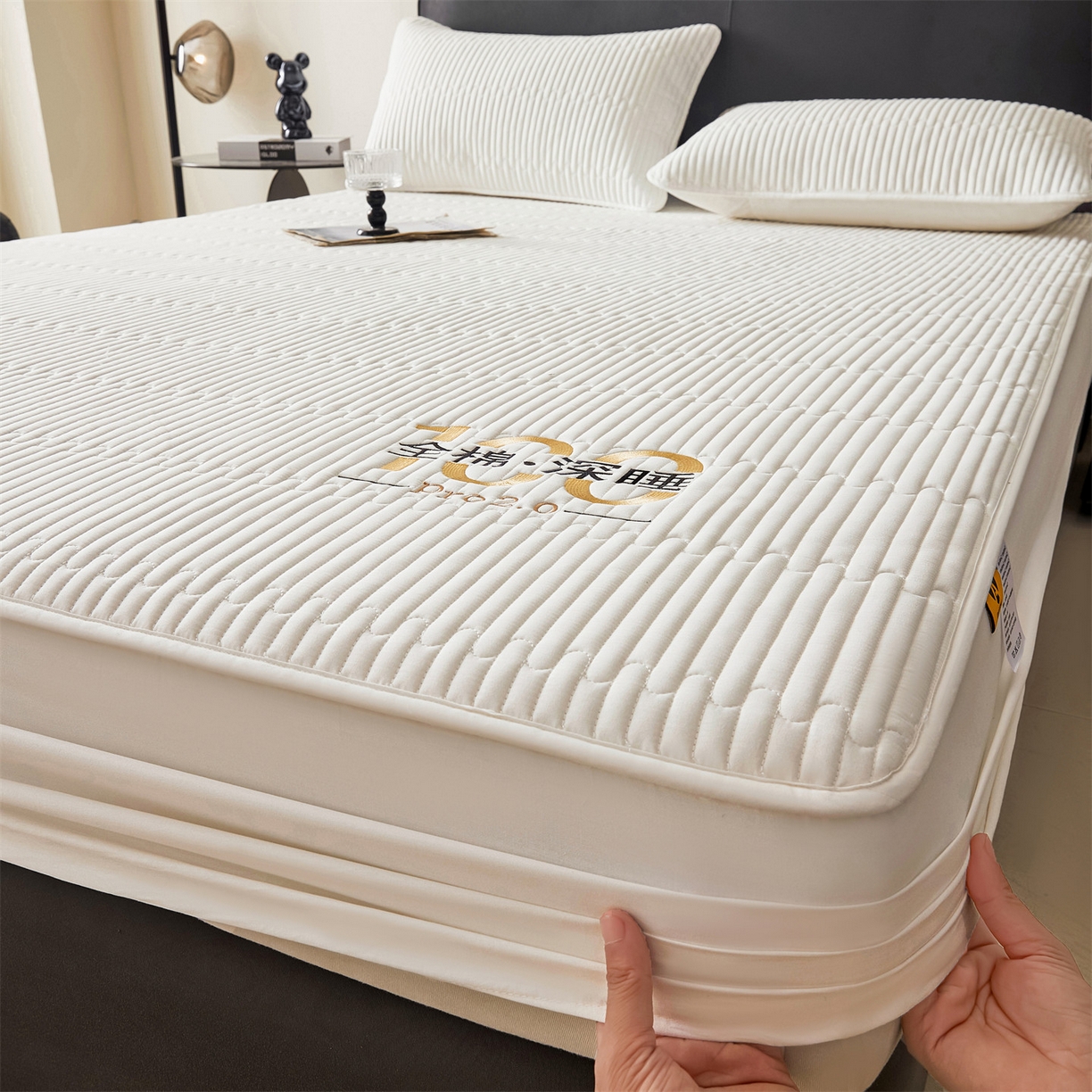 91家纺网 家纺一手货源 找家纺 居眠 2026新款卡米-100%全棉棉花床笠 卡米-白