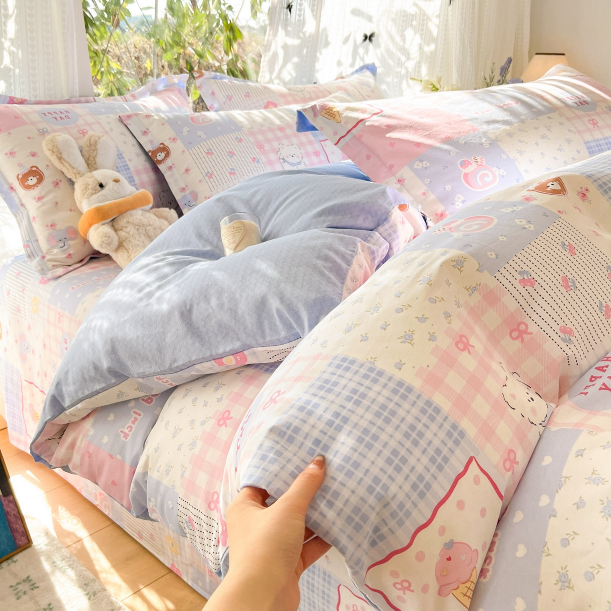 91家纺网 家纺一手货源 找家纺 （总）菲梵家纺 2026春夏新款小清新印花全棉12868单被套