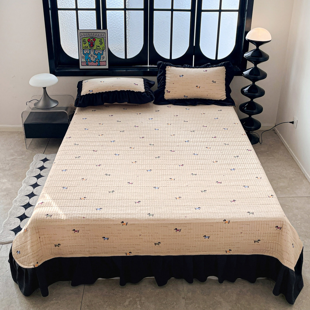 91家纺网 家纺一手货源 找家纺 （总）富米莱单品馆 2026新款法式赫本风大花边A类古法仿棉云感纱单品床盖