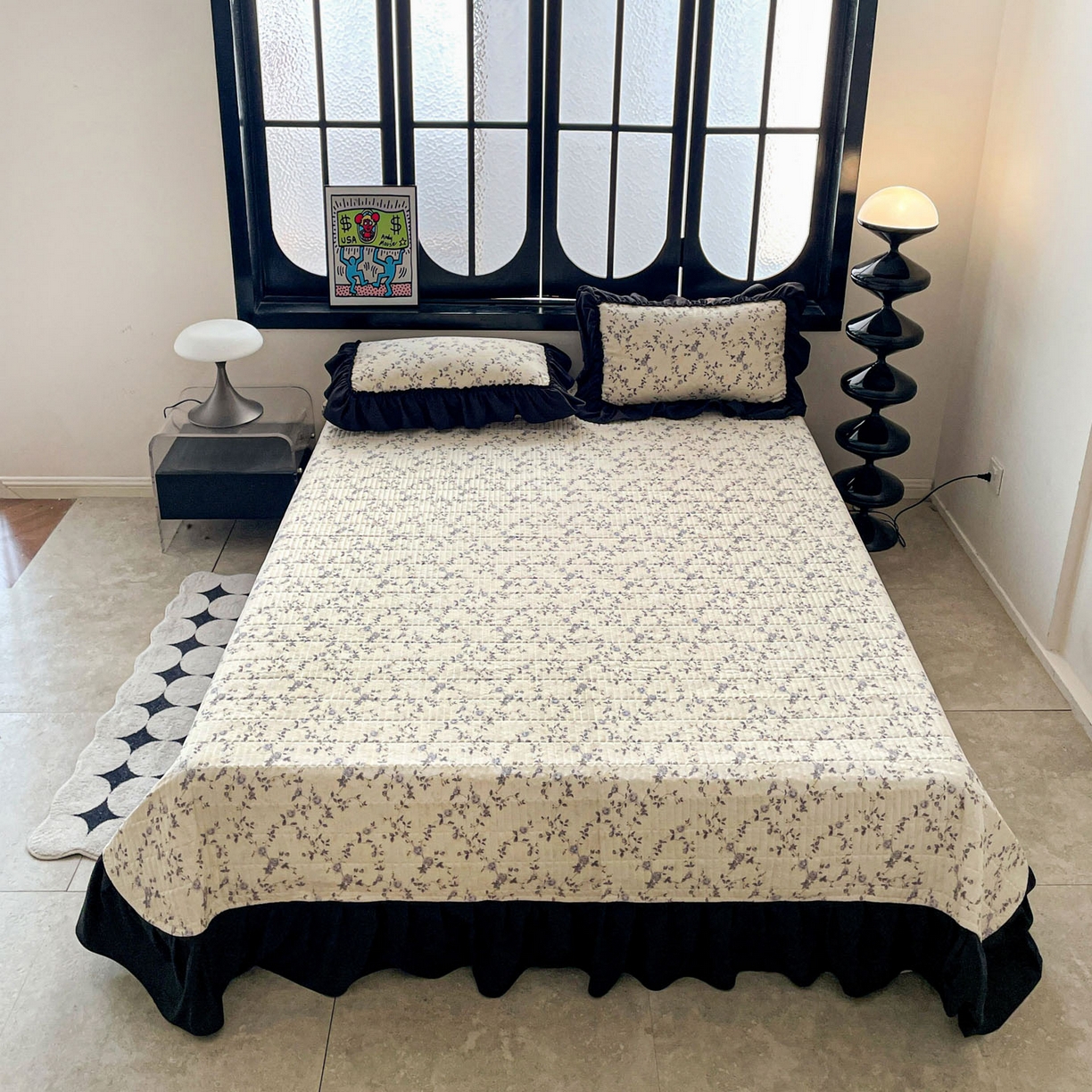 91家纺网 家纺一手货源 找家纺 （总）富米莱单品馆 2026新款法式赫本风大花边A类古法仿棉云感纱单品床盖