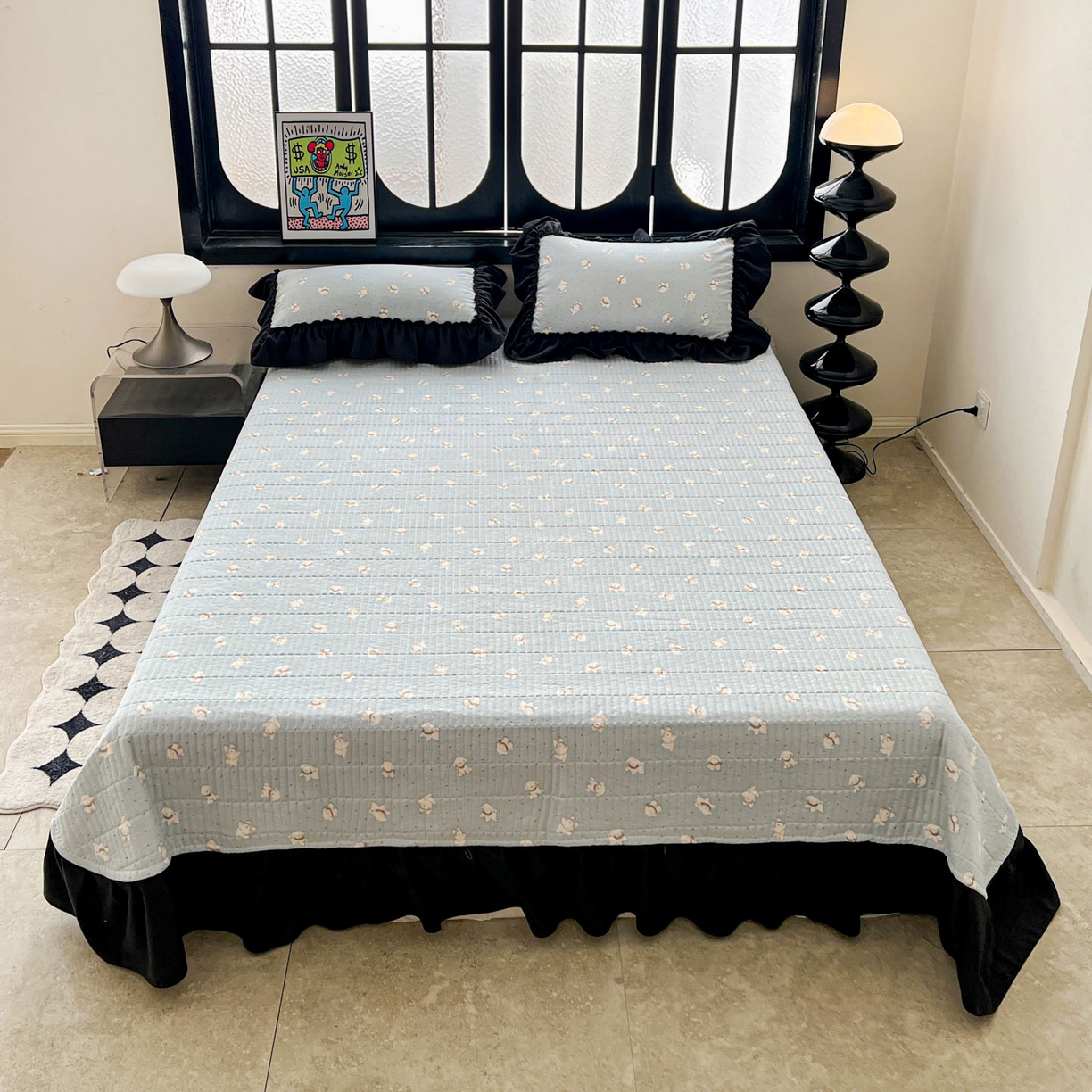 91家纺网 家纺一手货源 找家纺 （总）富米莱单品馆 2026新款法式赫本风大花边A类古法仿棉云感纱单品床盖