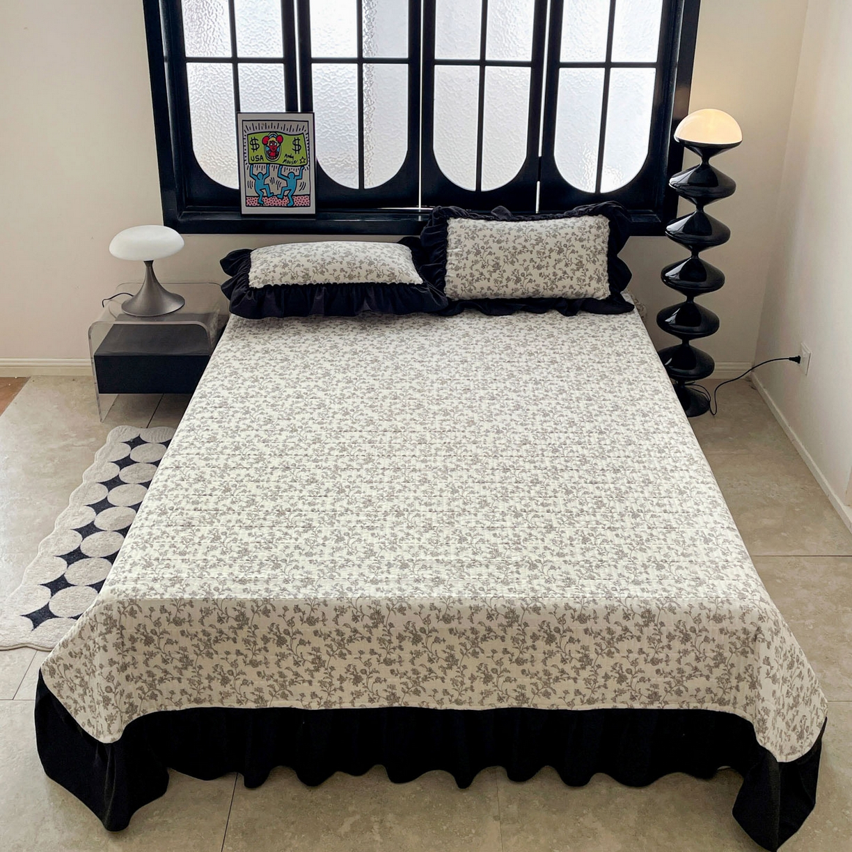 91家纺网 家纺一手货源 找家纺 （总）富米莱单品馆 2026新款法式赫本风大花边A类古法仿棉云感纱单品床盖