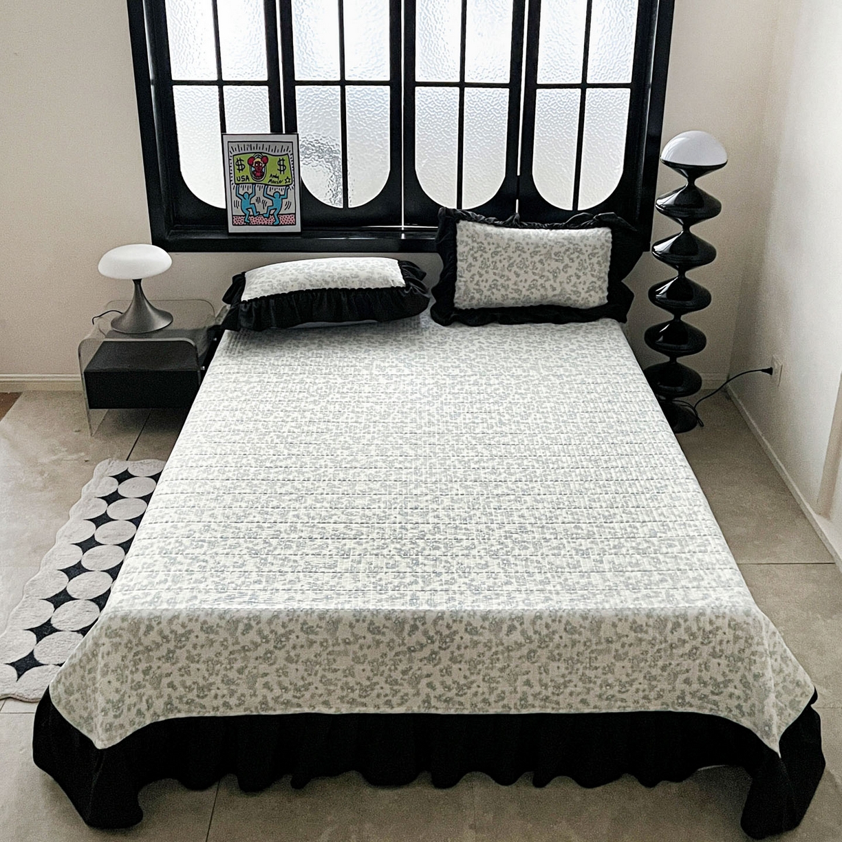 富米莱单品馆 2026新款法式赫本风大花边A类古法仿棉云感纱单品床盖 兰絮语