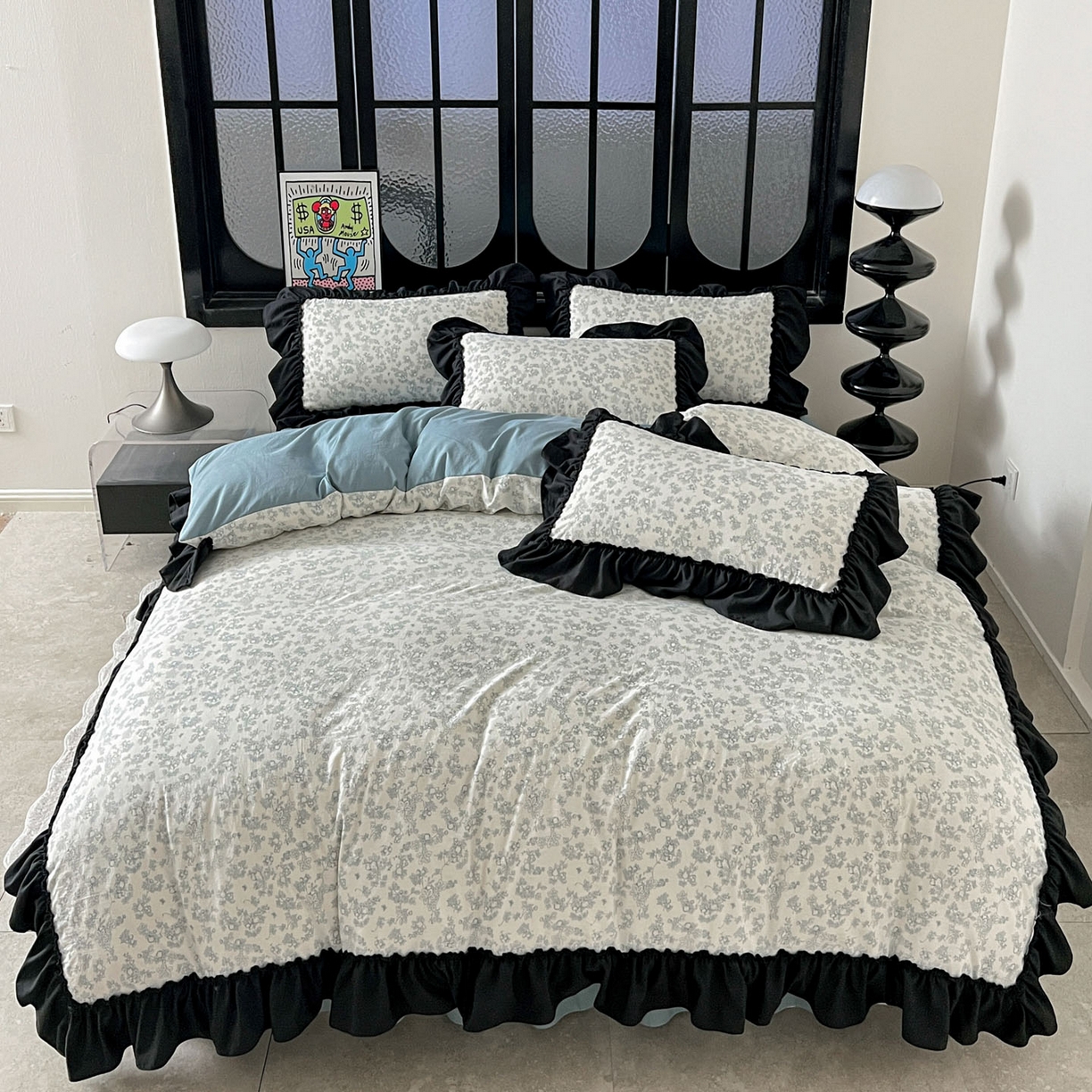 91家纺网 家纺一手货源 找家纺 富米莱单品馆 2026新款法式赫本风大花边A类古法仿棉云感纱单品床盖 兰絮语