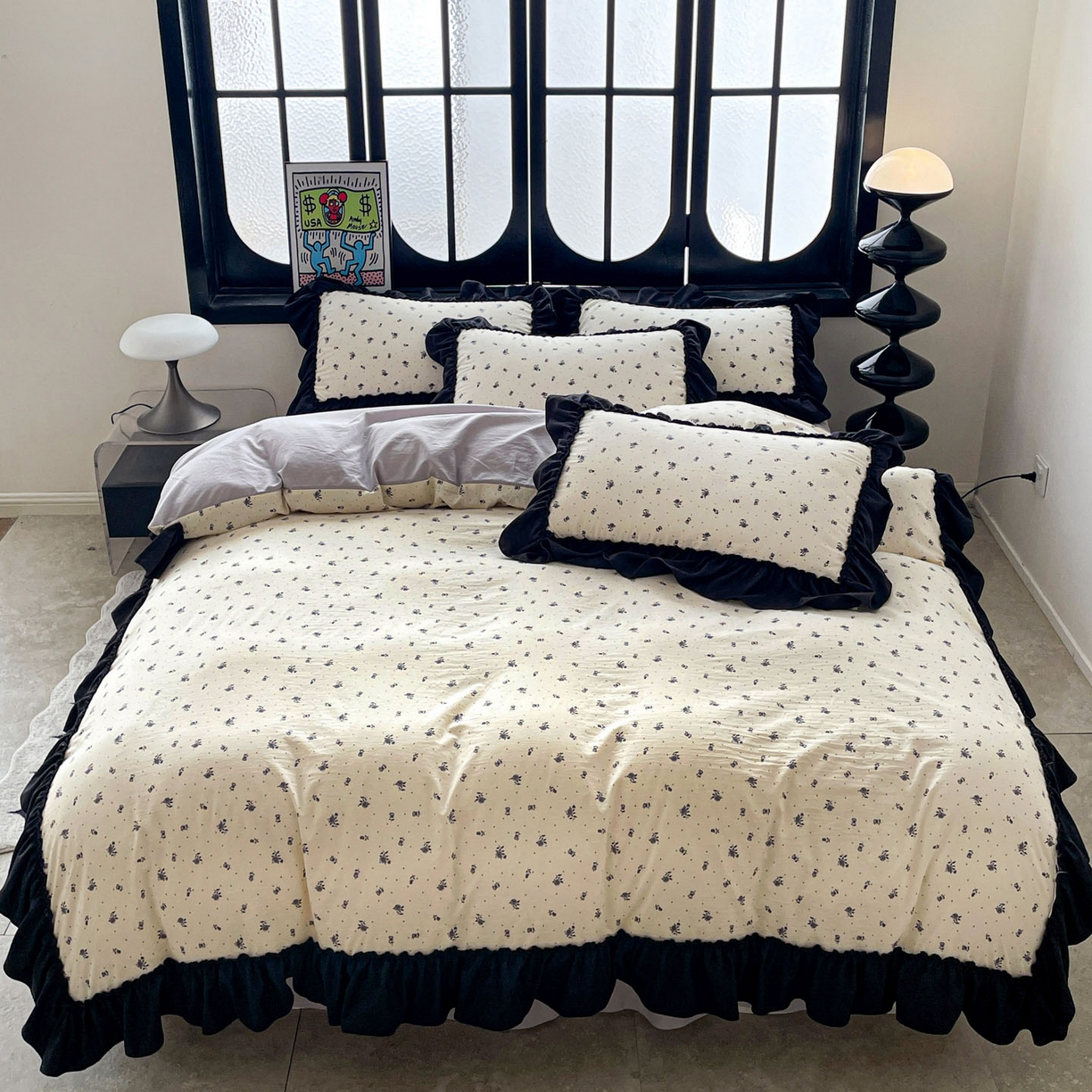 91家纺网 家纺一手货源 找家纺 富米莱单品馆 2026新款法式赫本风大花边A类古法仿棉云感纱单品床盖 小玫瑰