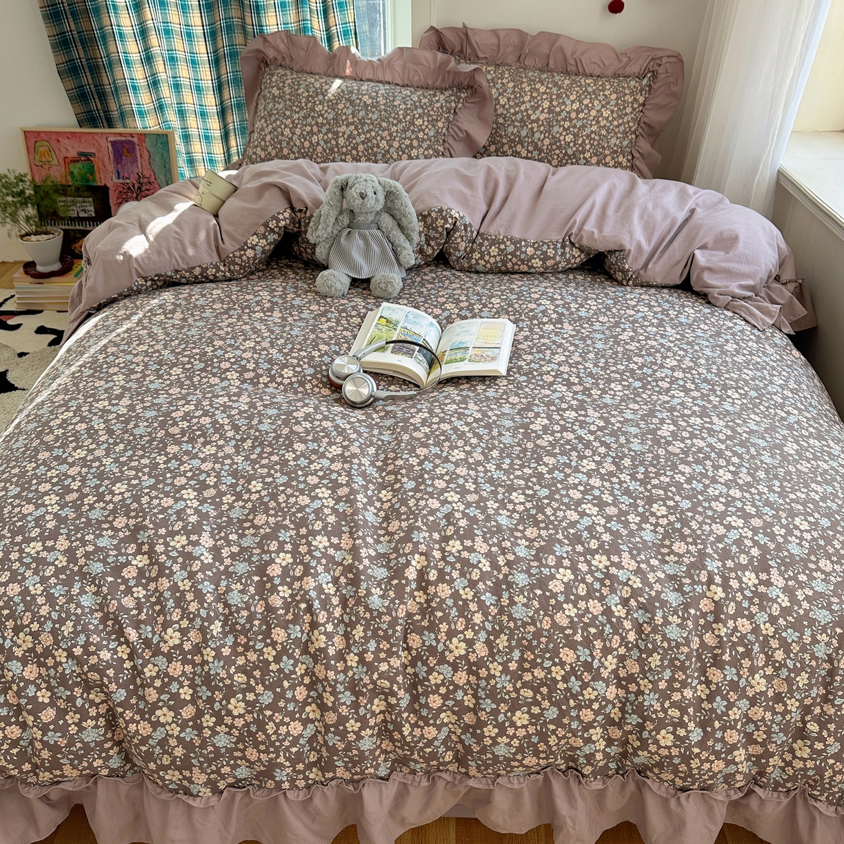 91家纺网 家纺一手货源 找家纺 （总）凯洛奇 2026新款A类仿棉四件套古法水洗棉法式工艺花边套件（提供买家秀）