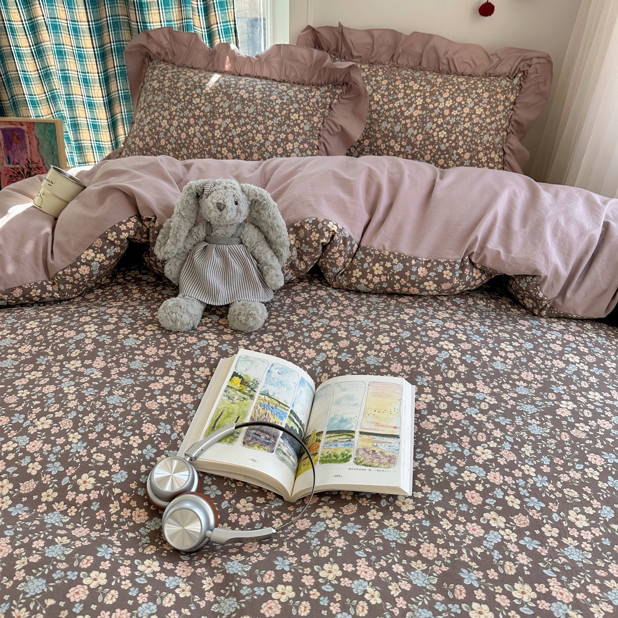 91家纺网 家纺一手货源 找家纺 （总）凯洛奇 2026新款A类仿棉四件套古法水洗棉法式工艺花边套件（提供买家秀）