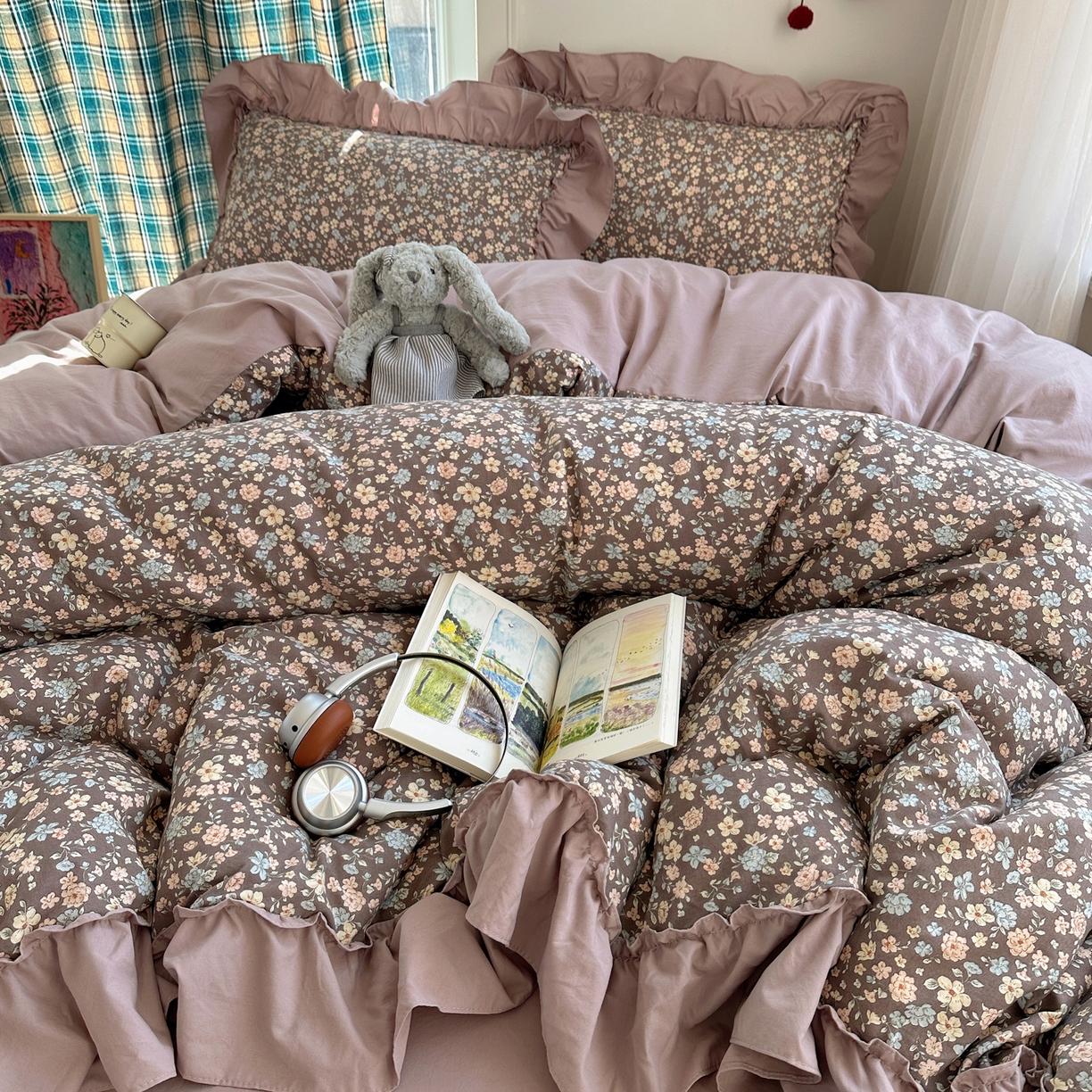 91家纺网 家纺一手货源 找家纺 （总）凯洛奇 2026新款A类仿棉四件套古法水洗棉法式工艺花边套件（提供买家秀）