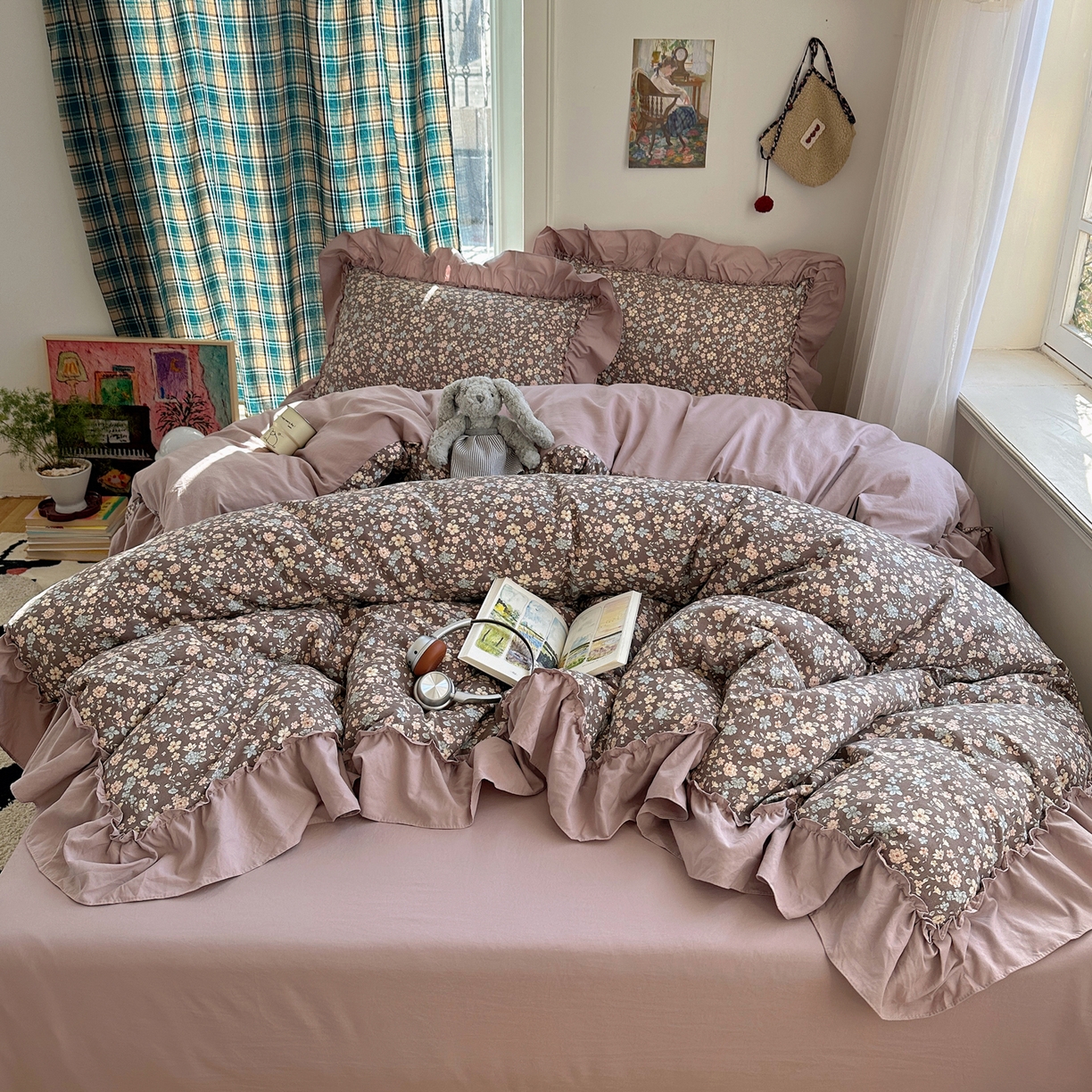 91家纺网 家纺一手货源 找家纺 （总）凯洛奇 2026新款A类仿棉四件套古法水洗棉法式工艺花边套件（提供买家秀）