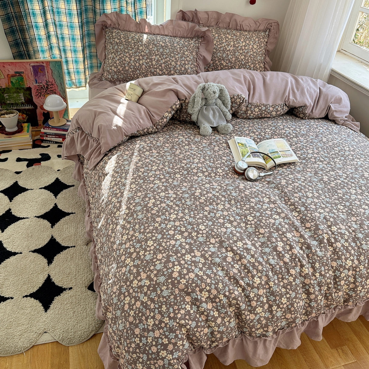 91家纺网 家纺一手货源 找家纺 （总）凯洛奇 2026新款A类仿棉四件套古法水洗棉法式工艺花边套件（提供买家秀）