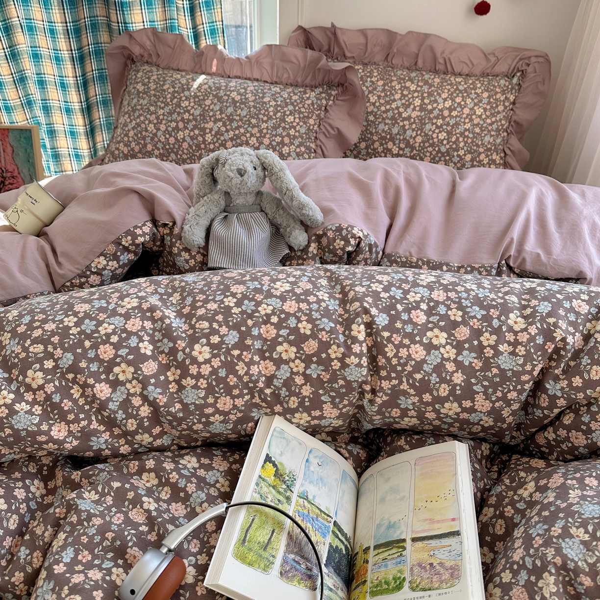 91家纺网 家纺一手货源 找家纺 （总）凯洛奇 2026新款A类仿棉四件套古法水洗棉法式工艺花边套件（提供买家秀）