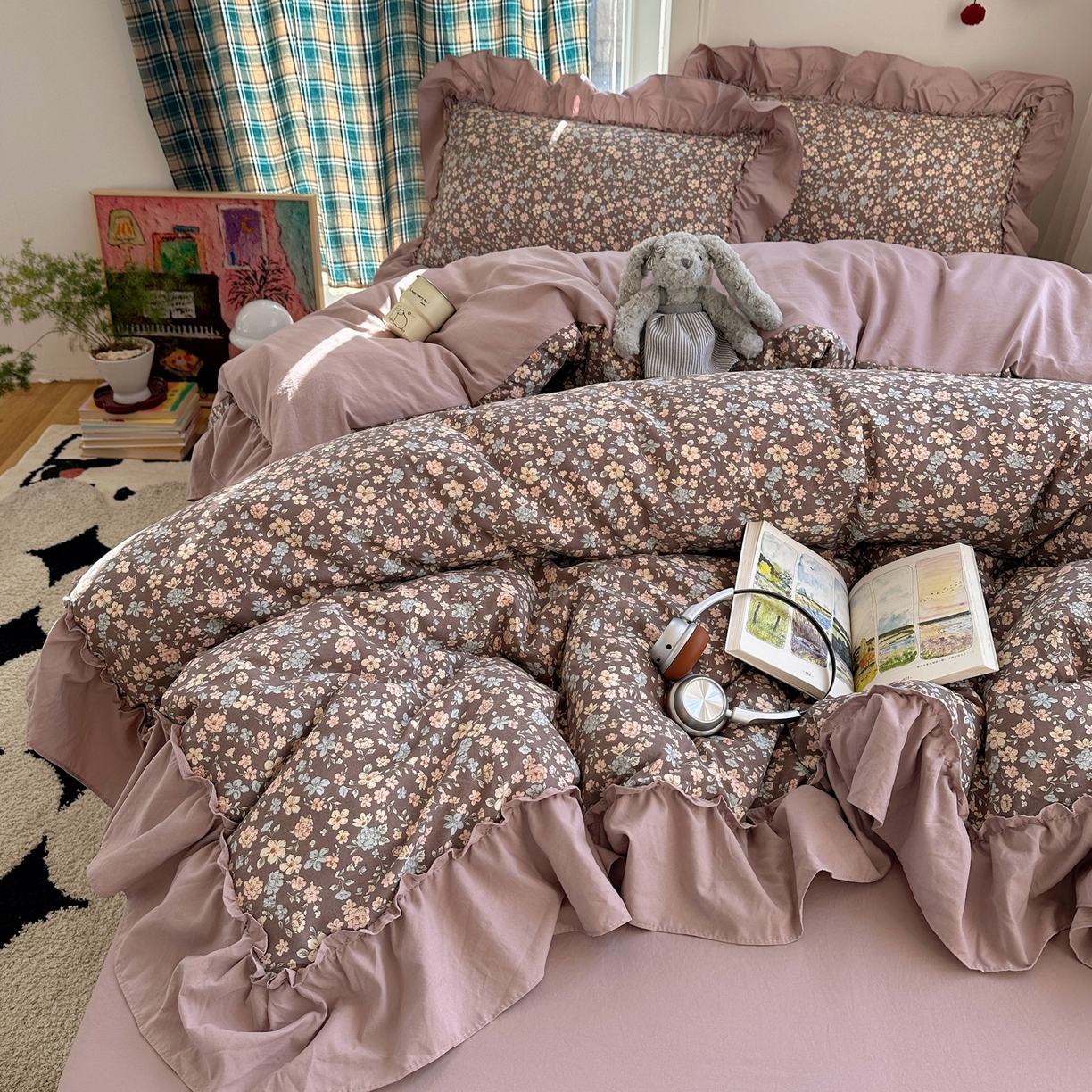 91家纺网 家纺一手货源 找家纺 （总）凯洛奇 2026新款A类仿棉四件套古法水洗棉法式工艺花边套件（提供买家秀）