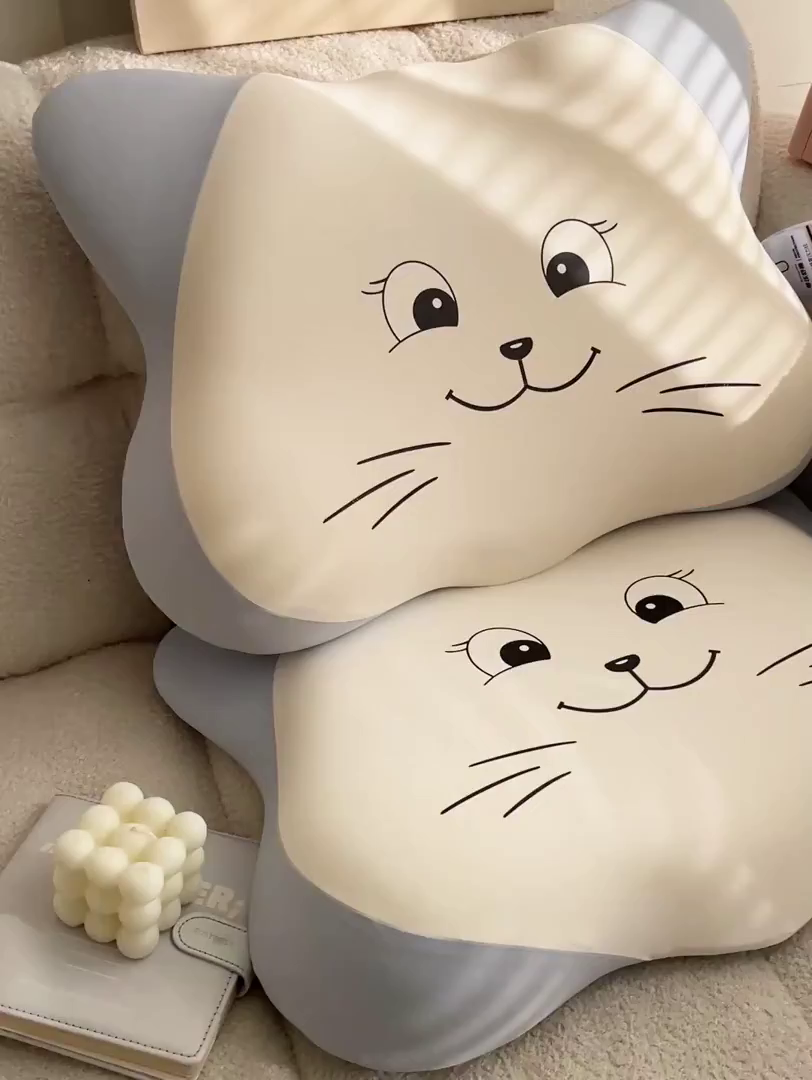 91家纺网 家纺一手货源 找家纺 她喜爱枕芯 2026新款零压记忆猫咪枕枕头枕芯 蓝色