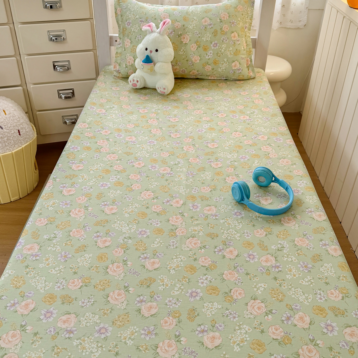 91家纺网 家纺一手货源 找家纺 （总）尚帛 2026新款全棉品质喷气印花爆款四件套 多规格套件 单品系列-学生款单床笠