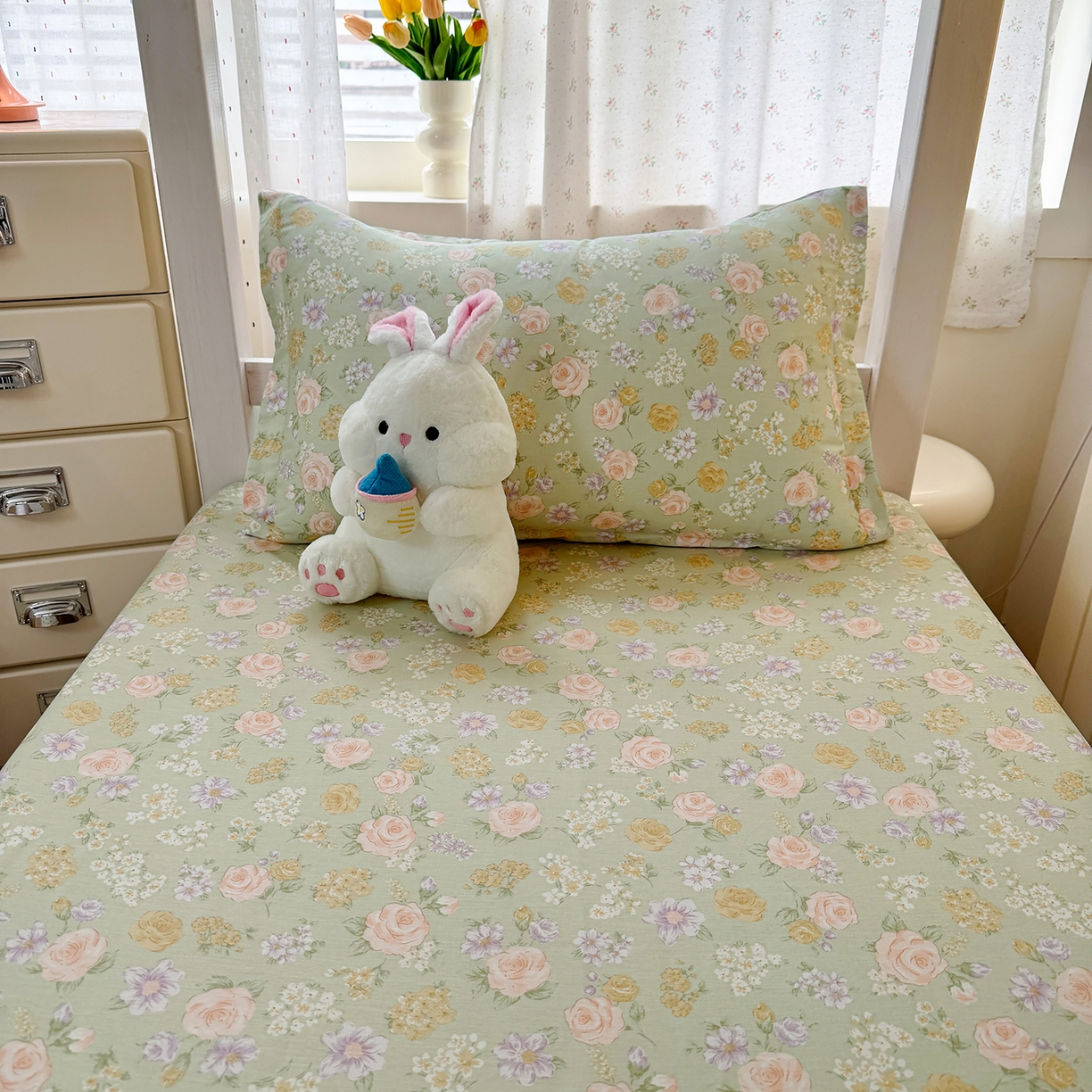 91家纺网 家纺一手货源 找家纺 （总）尚帛 2026新款全棉品质喷气印花爆款四件套 多规格套件 单品系列-学生款单床笠