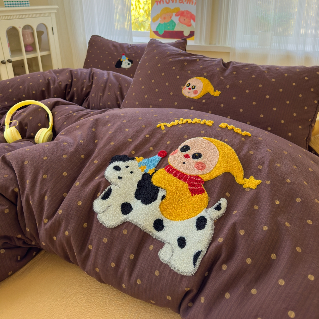 91家纺网 家纺一手货源 找家纺 （总）奈颜 2026新款超柔水洗皱皱棉毛巾绣四件套