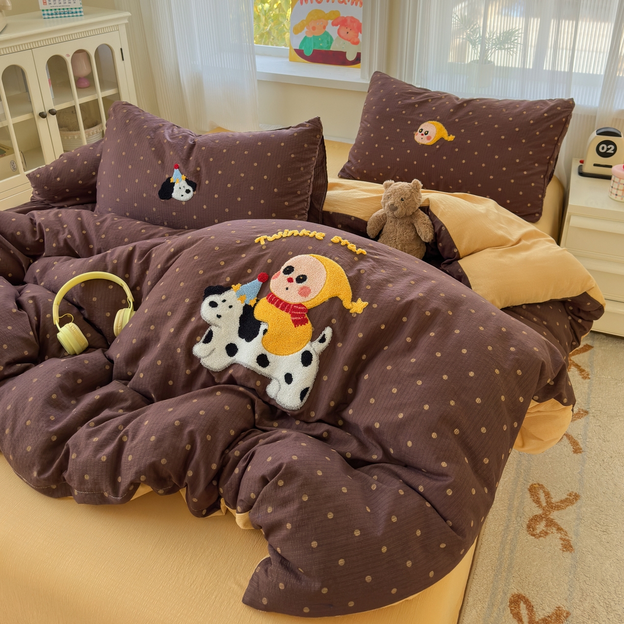 91家纺网 家纺一手货源 找家纺 （总）奈颜 2026新款超柔水洗皱皱棉毛巾绣四件套