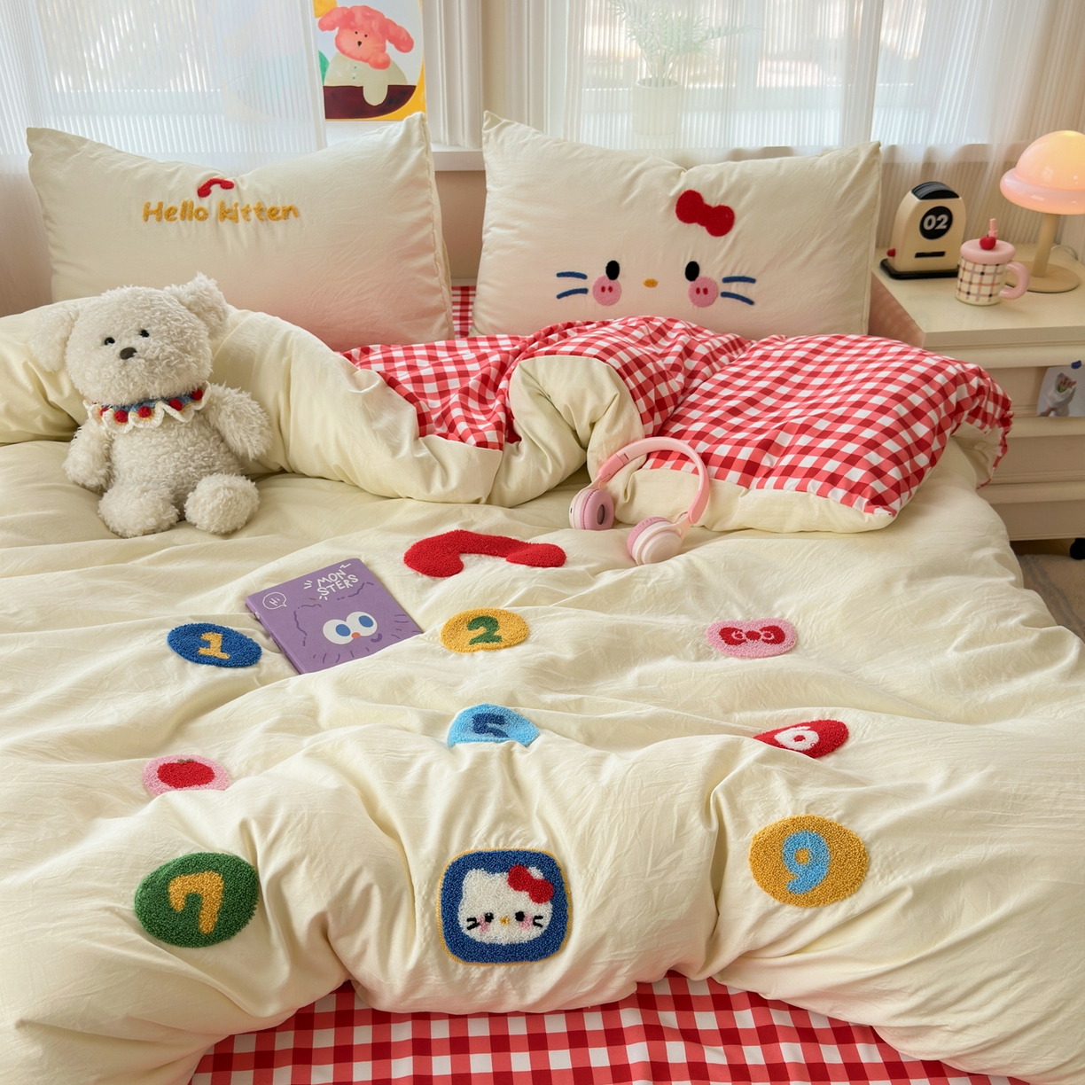 91家纺网 家纺一手货源 找家纺 奈颜 2026新款超柔水洗皱皱棉毛巾绣四件套 电话猫