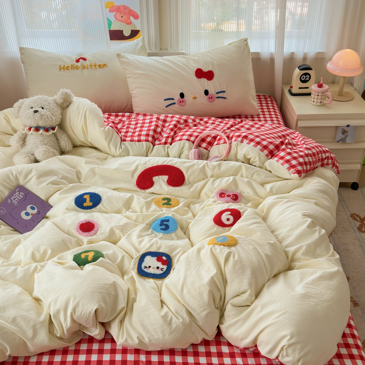 91家纺网 家纺一手货源 找家纺 奈颜 2026新款超柔水洗皱皱棉毛巾绣四件套 电话猫