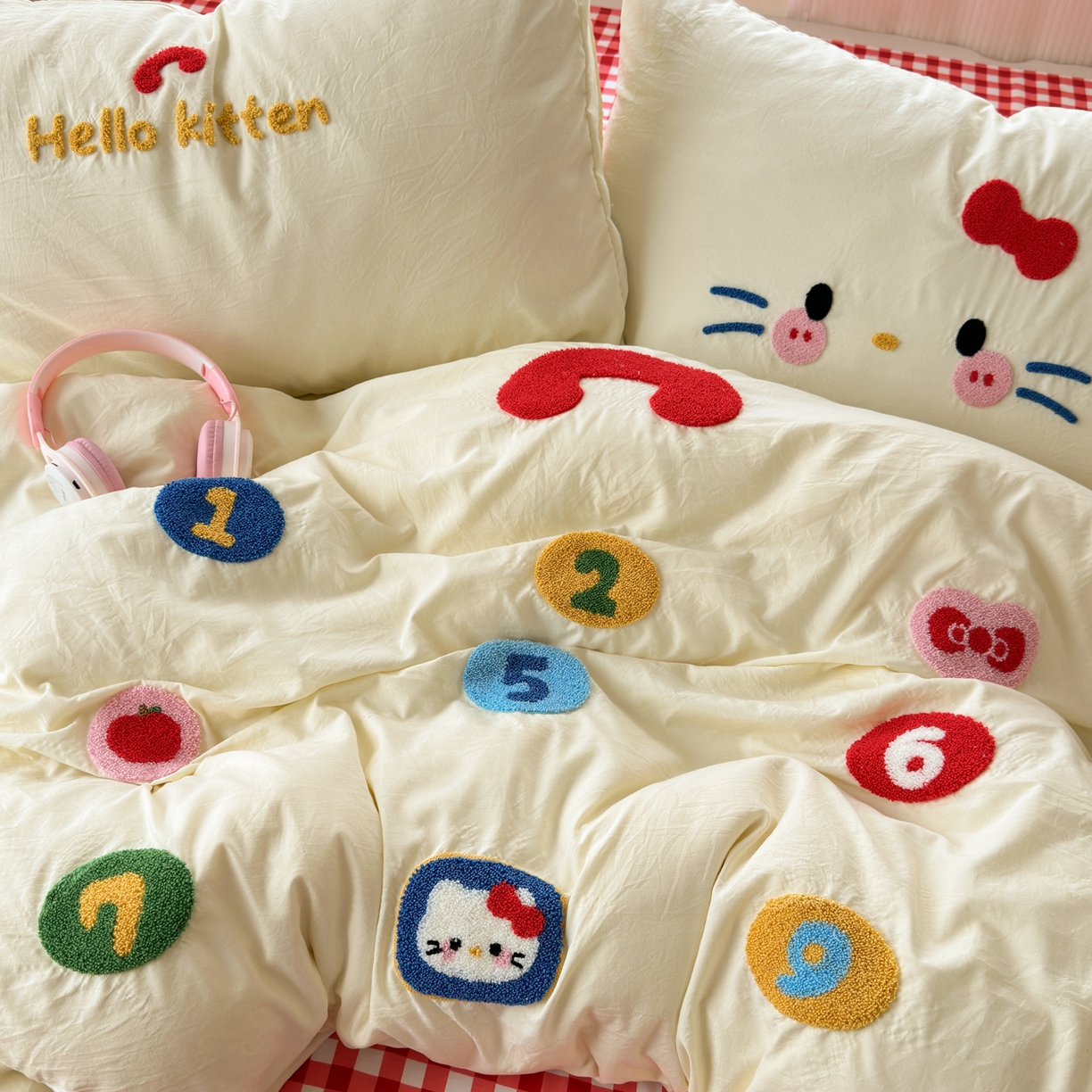 91家纺网 家纺一手货源 找家纺 奈颜 2026新款超柔水洗皱皱棉毛巾绣四件套 电话猫