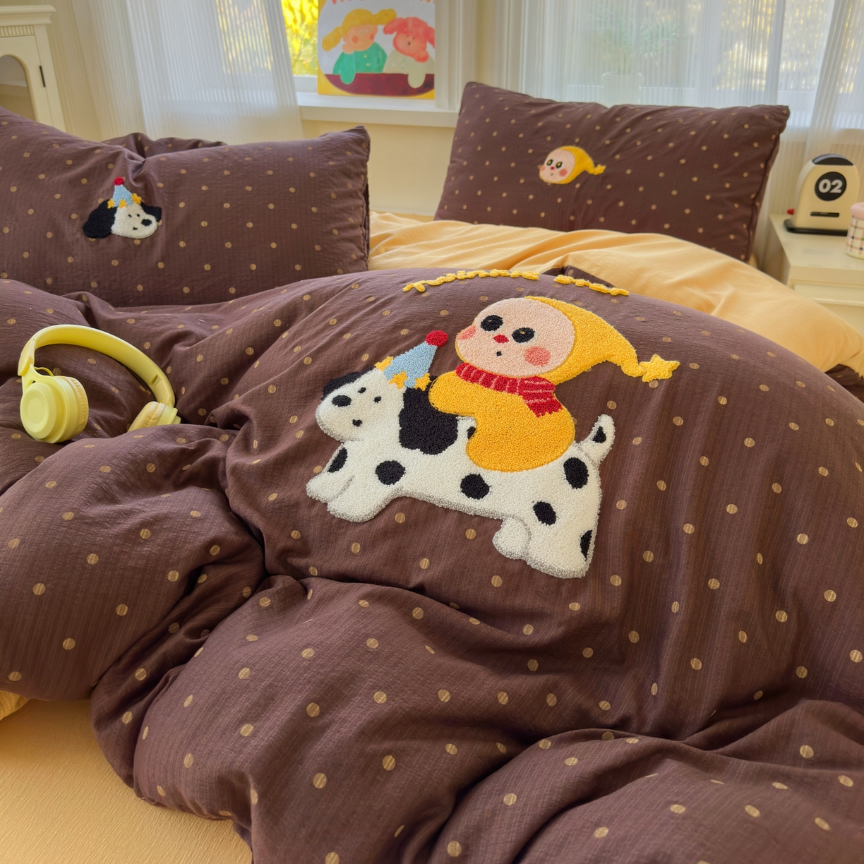 91家纺网 家纺一手货源 找家纺 （总）奈颜 2026新款超柔水洗皱皱棉毛巾绣四件套