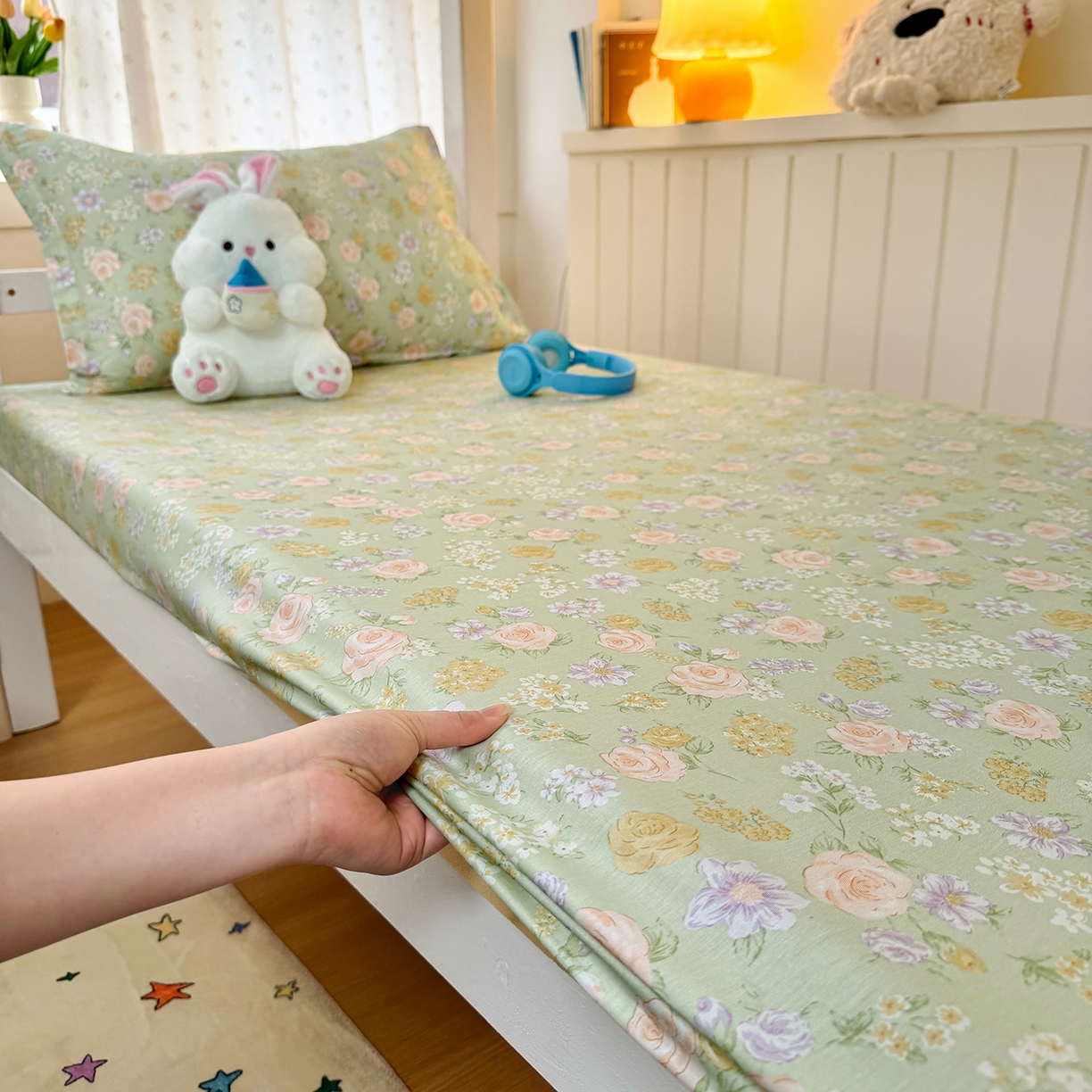 91家纺网 家纺一手货源 找家纺 （总）尚帛 2026新款全棉品质喷气印花爆款四件套 多规格套件 单品系列-学生款单床笠