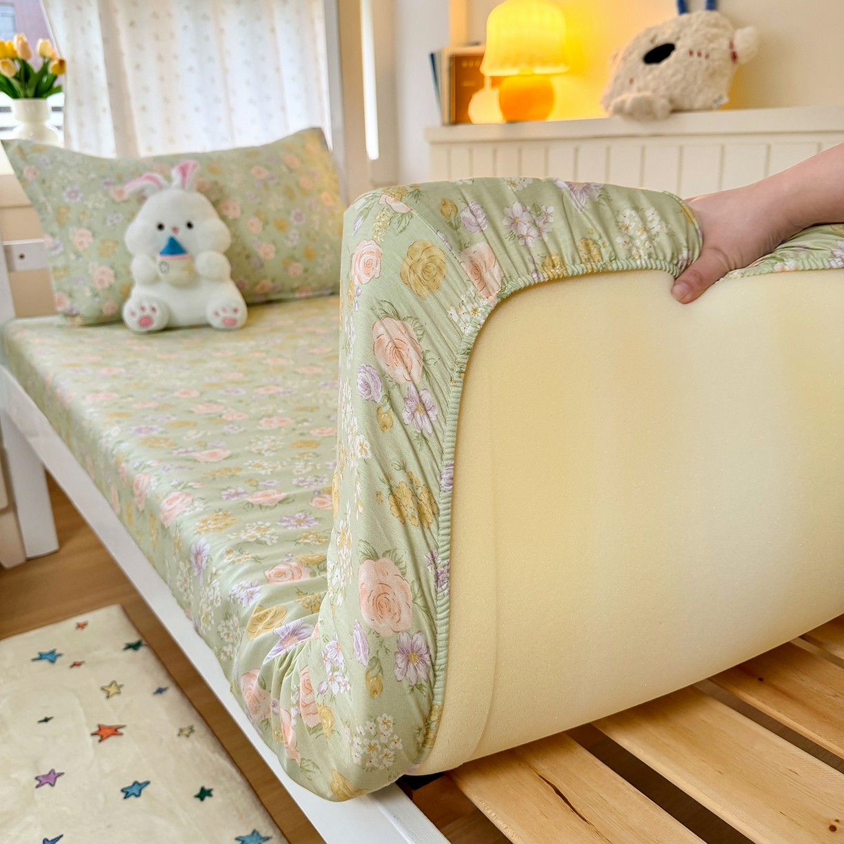 91家纺网 家纺一手货源 找家纺 （总）尚帛 2026新款全棉品质喷气印花爆款四件套 多规格套件 单品系列-学生款单床笠