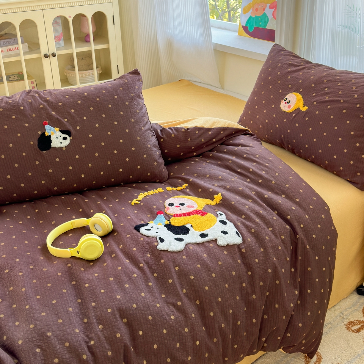 91家纺网 家纺一手货源 找家纺 （总）奈颜 2026新款超柔水洗皱皱棉毛巾绣四件套