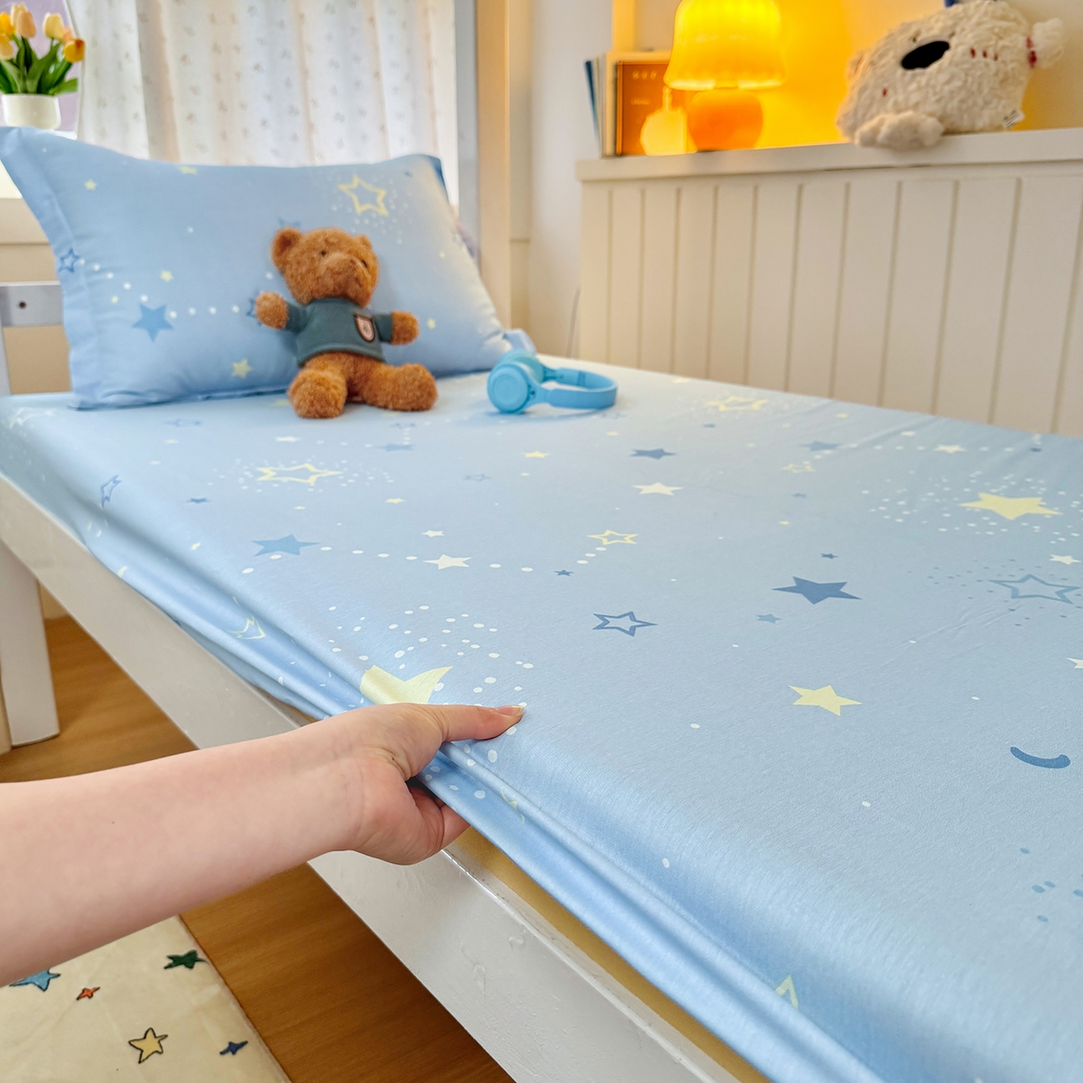 91家纺网 家纺一手货源 找家纺 尚帛 2026新款全棉品质喷气印花爆款四件套 多规格套件 单品系列-学生款单床笠 五星集