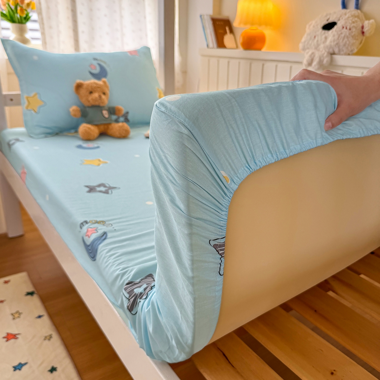 91家纺网 家纺一手货源 找家纺 尚帛 2026新款全棉品质喷气印花爆款四件套 多规格套件 单品系列-学生款单床笠 星梦想